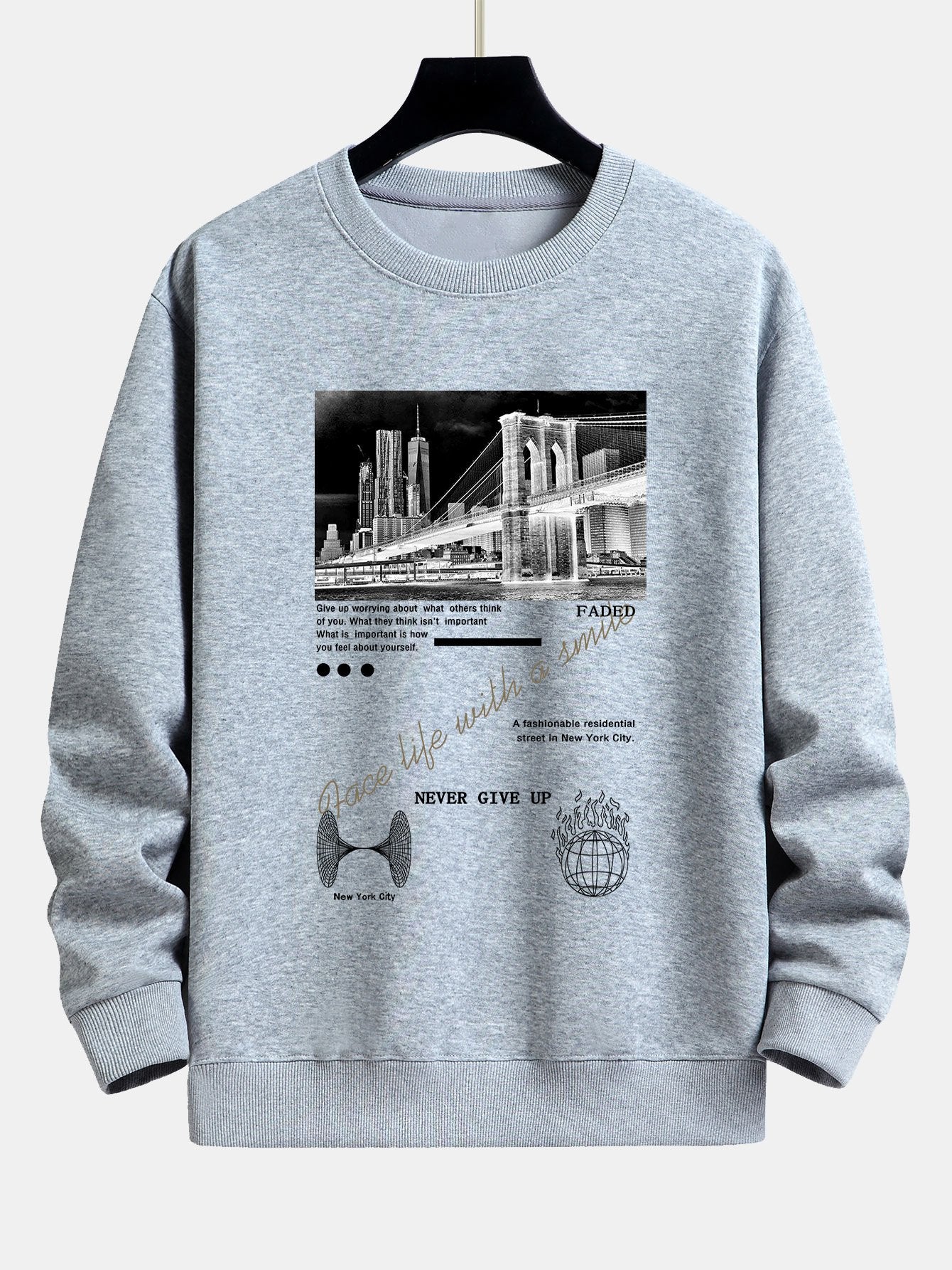 New York Slogan Print Relax Fit Sweatshirt - Image 5