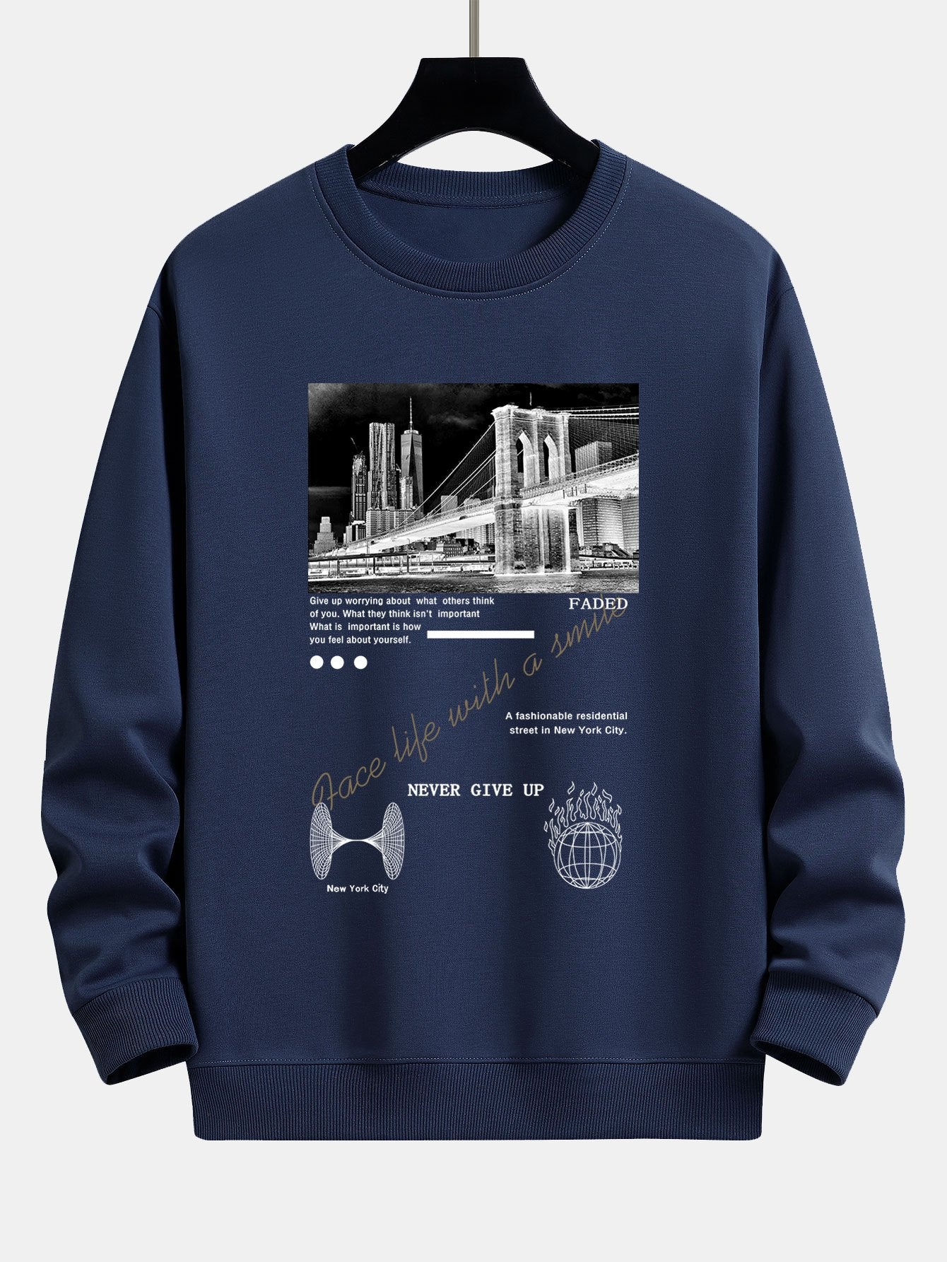 New York Slogan Print Relax Fit Sweatshirt - Image 6