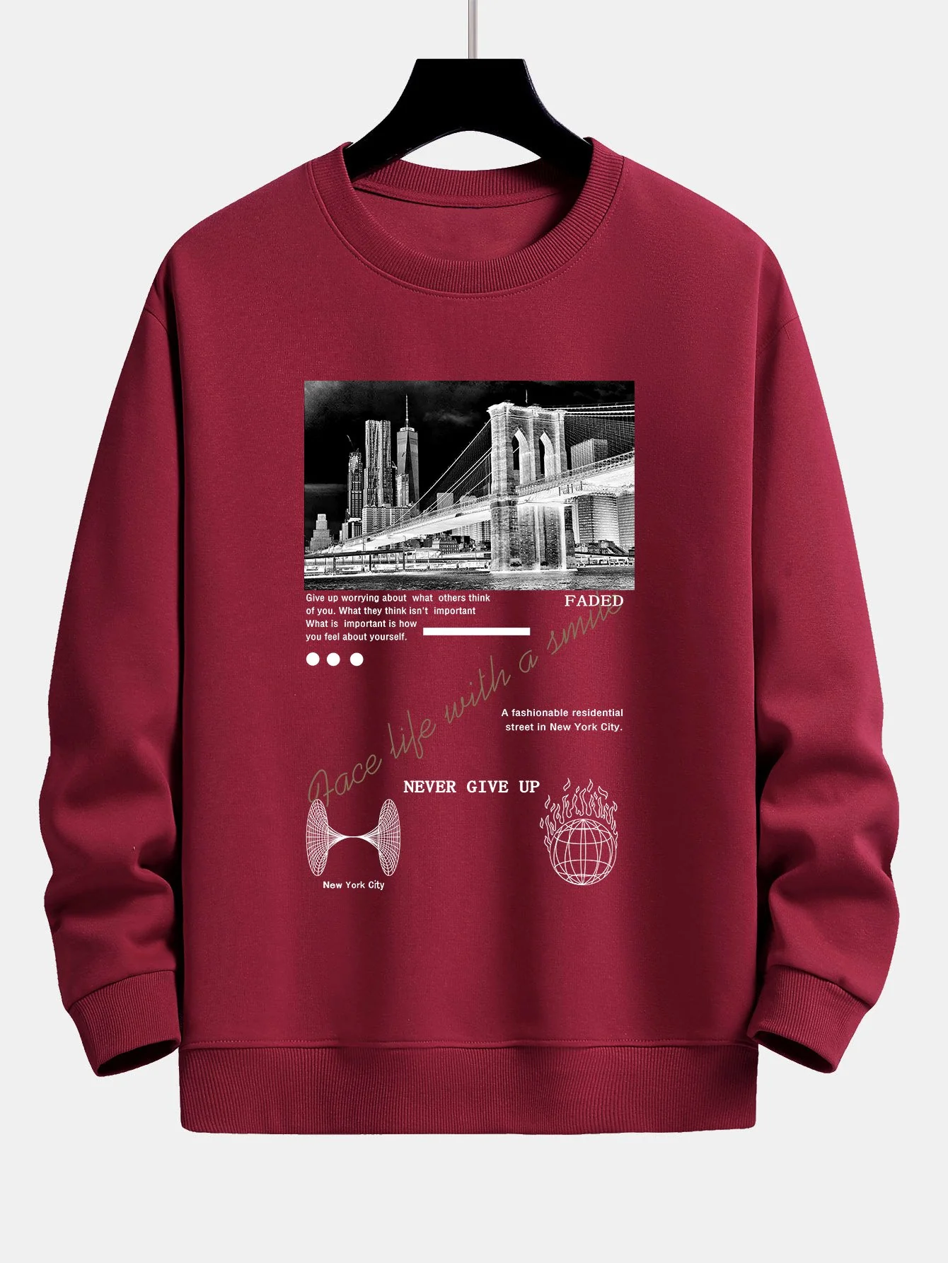 New York Slogan Print Relax Fit Sweatshirt - Image 7