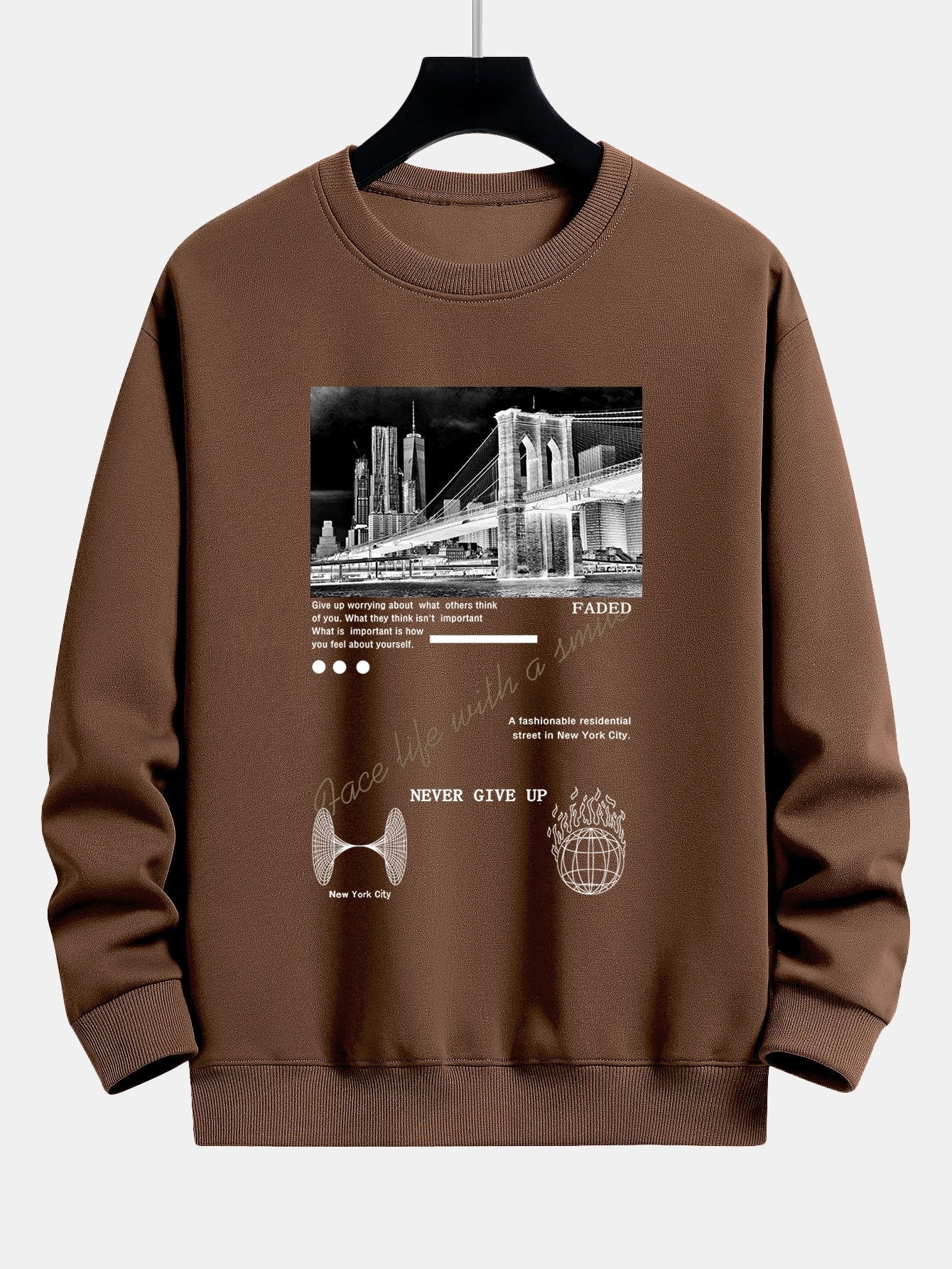New York Slogan Print Relax Fit Sweatshirt - Image 8