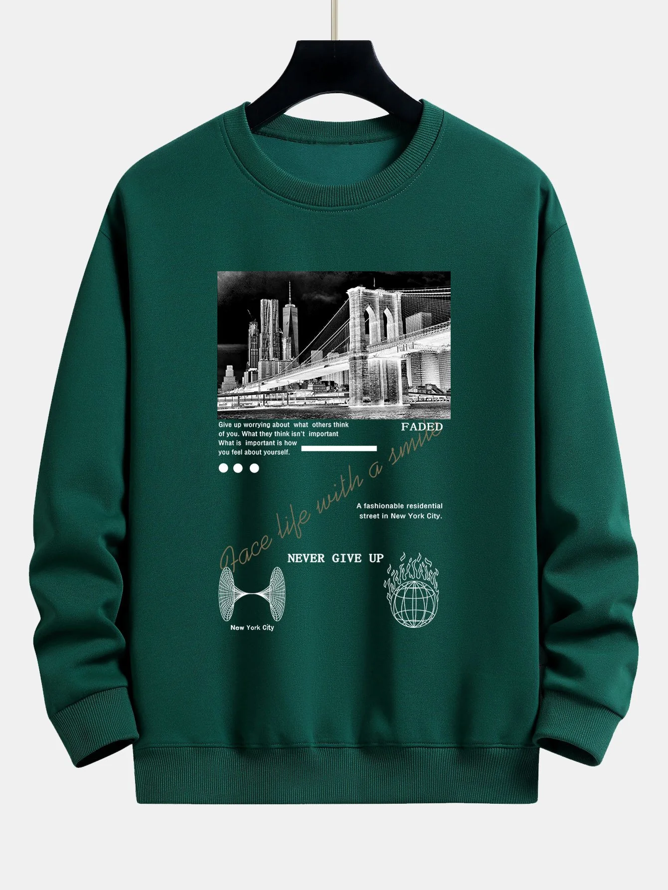 New York Slogan Print Relax Fit Sweatshirt - Image 9