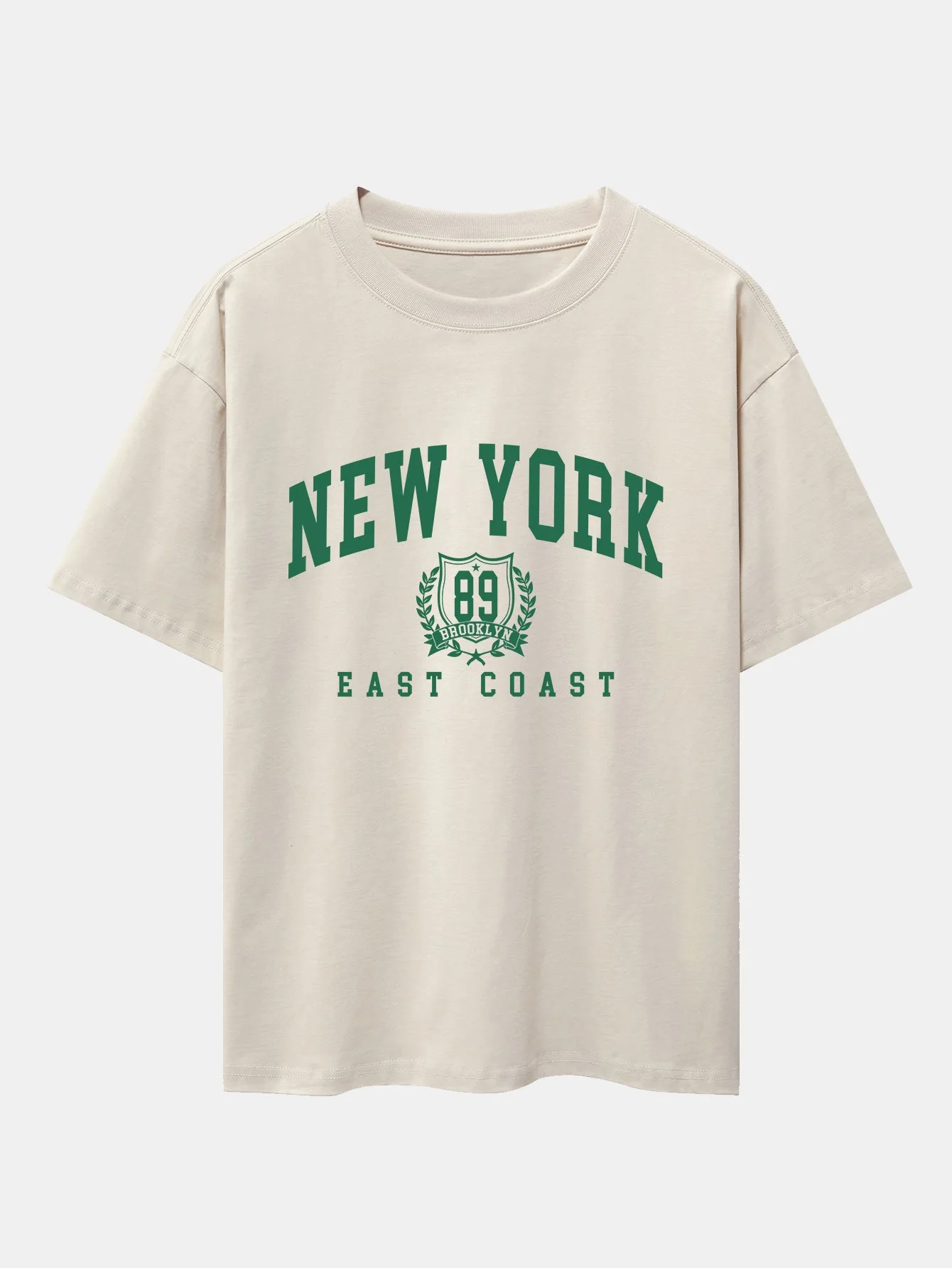 New York Varsity Print Drop Shoulder Oversize T-Shirt - Image 3
