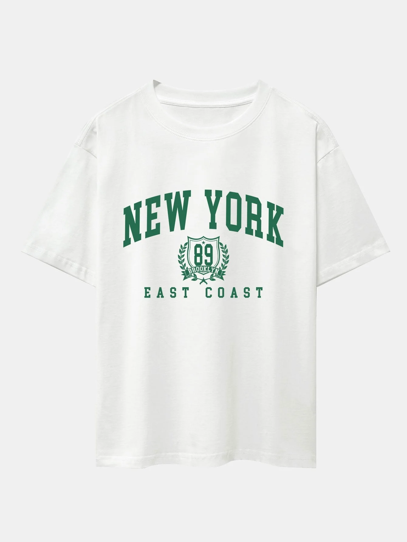 New York Varsity Print Drop Shoulder Oversize T-Shirt & Sweatshorts - Image 2