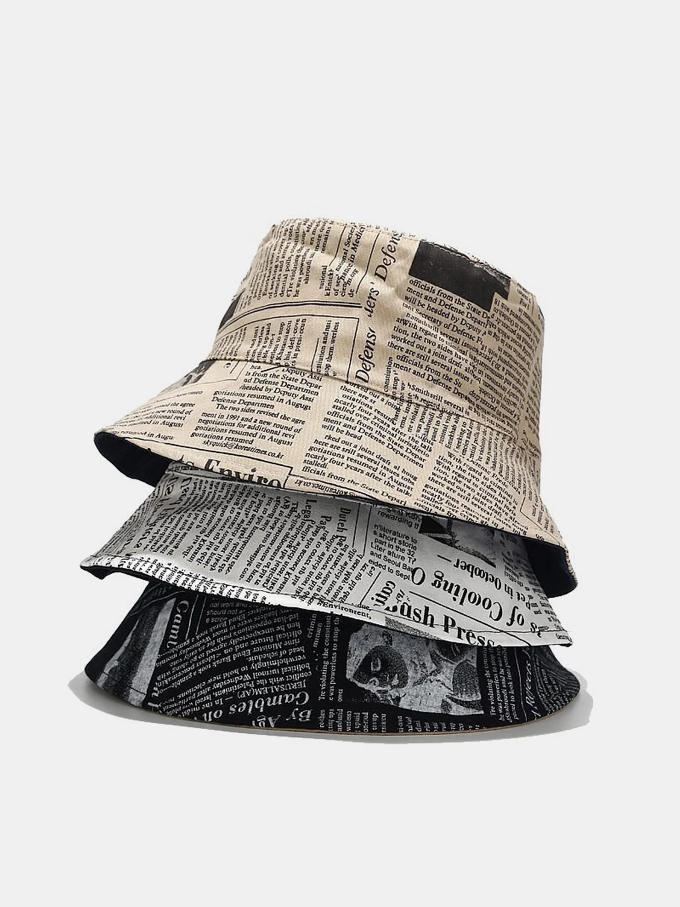 Zeitungsdruck doppelseitiger wendbarer Bucket Hat - Image 7