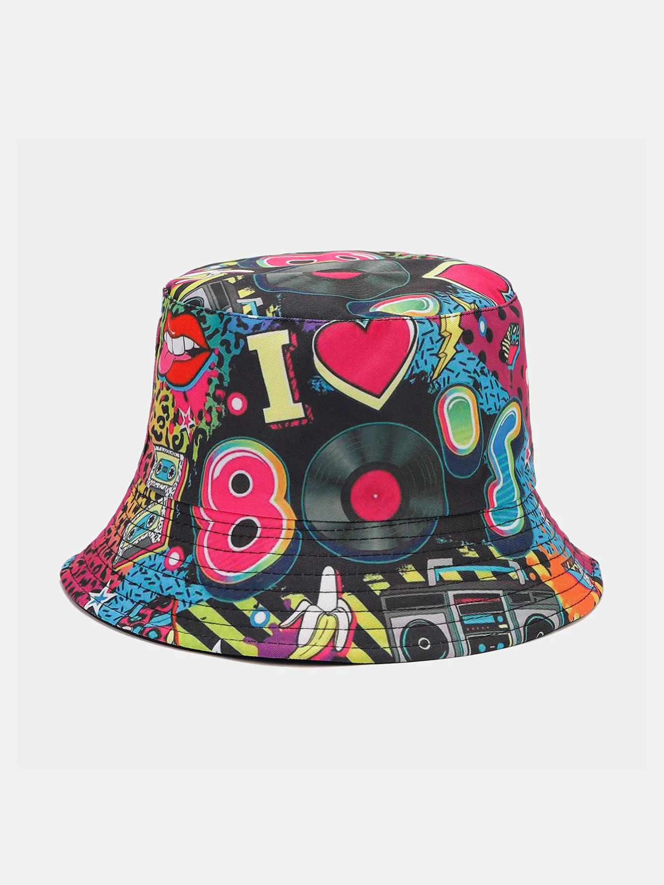 Nostalgischer klassischer 80er Jahre Party Graffiti Wende-Bucket-Hut