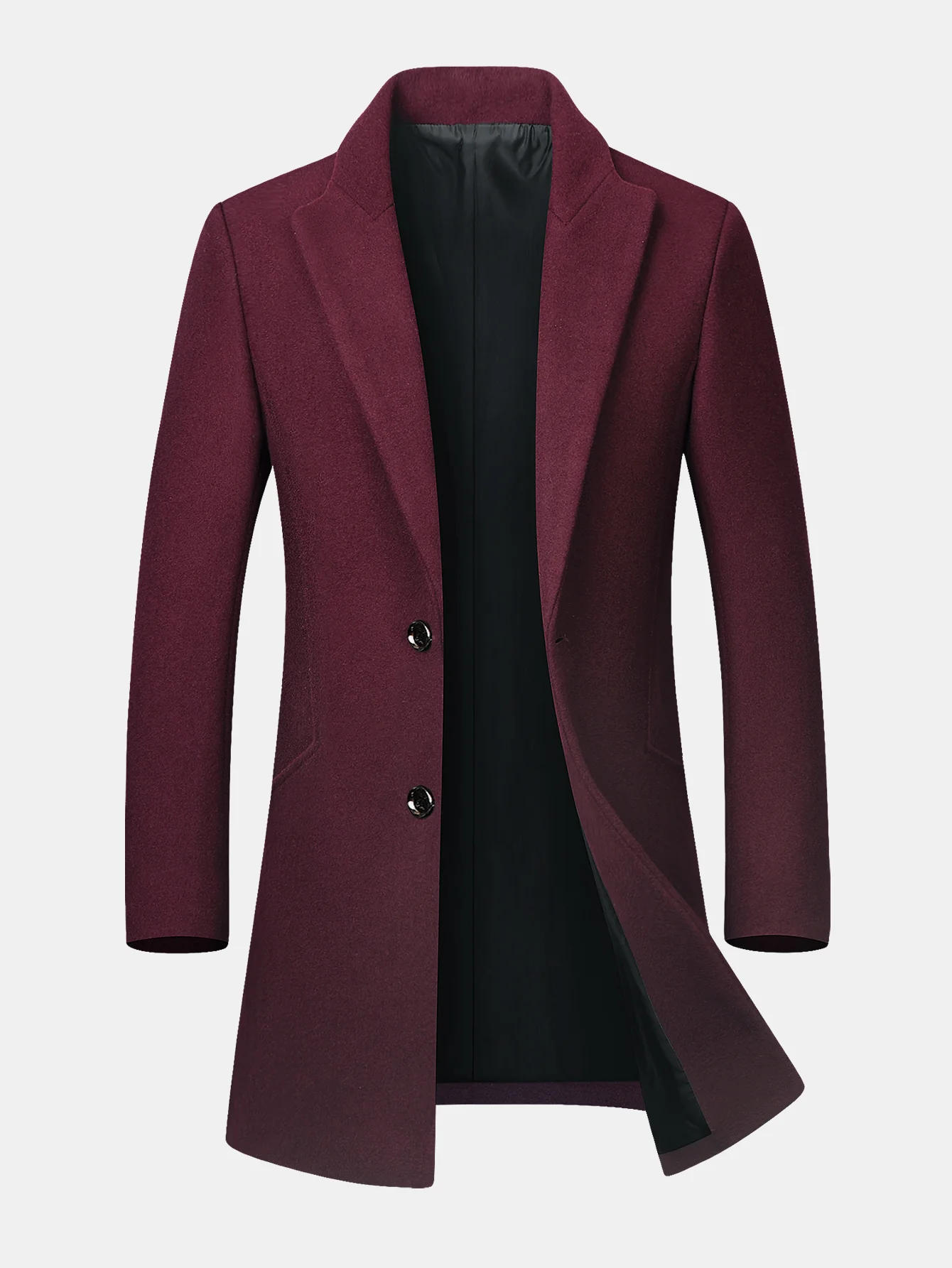 Notch Lapel Wool Blend Overcoat - Image 2