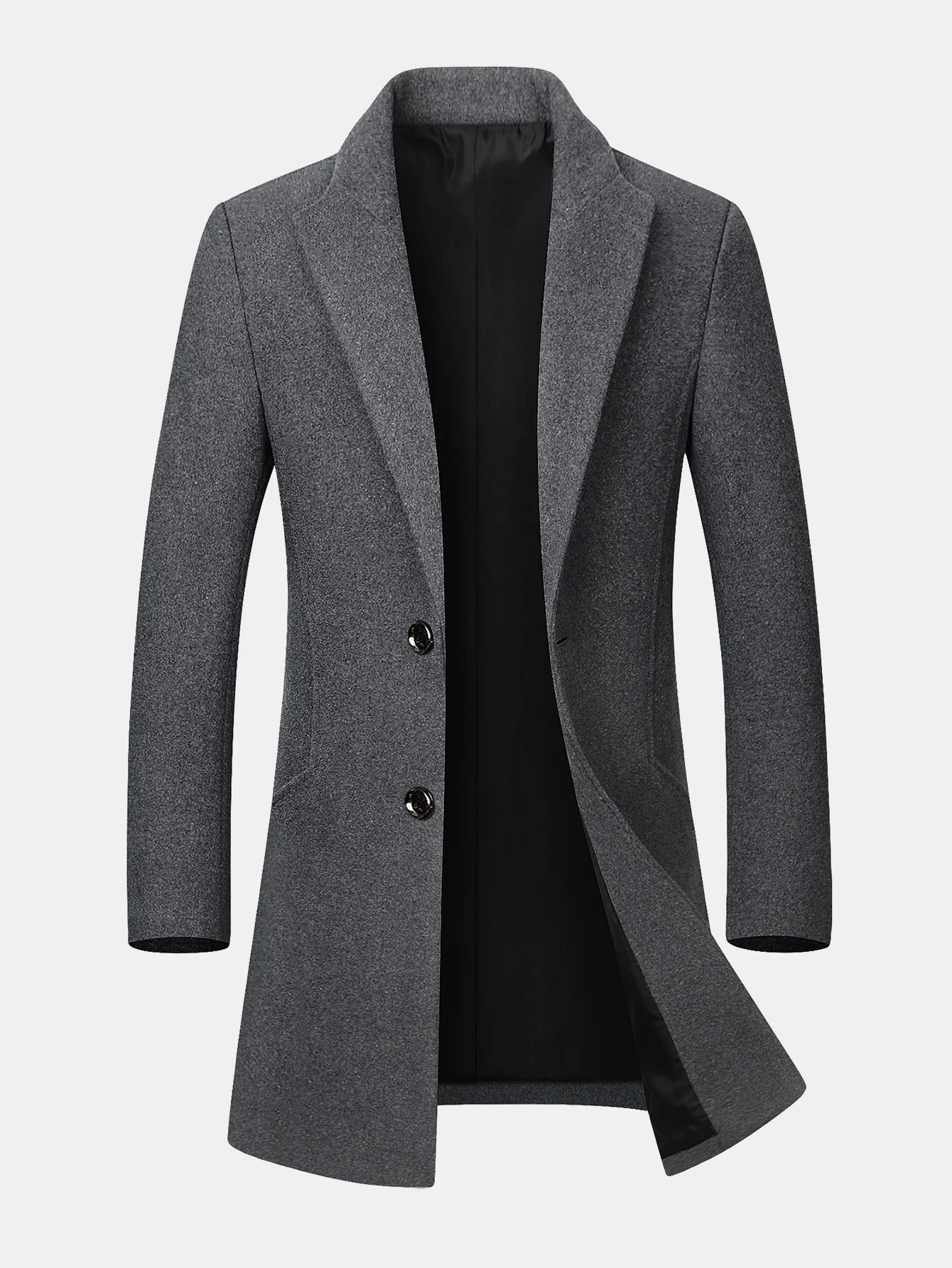 Notch Lapel Wool Blend Overcoat - Image 3
