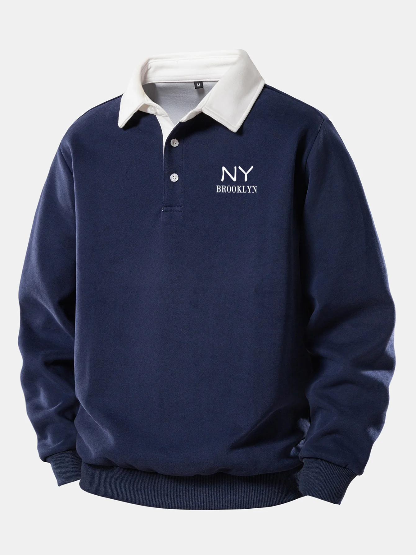 NY Brooklyn Print Kontrast Poloshirts Kragen Sweatshirt