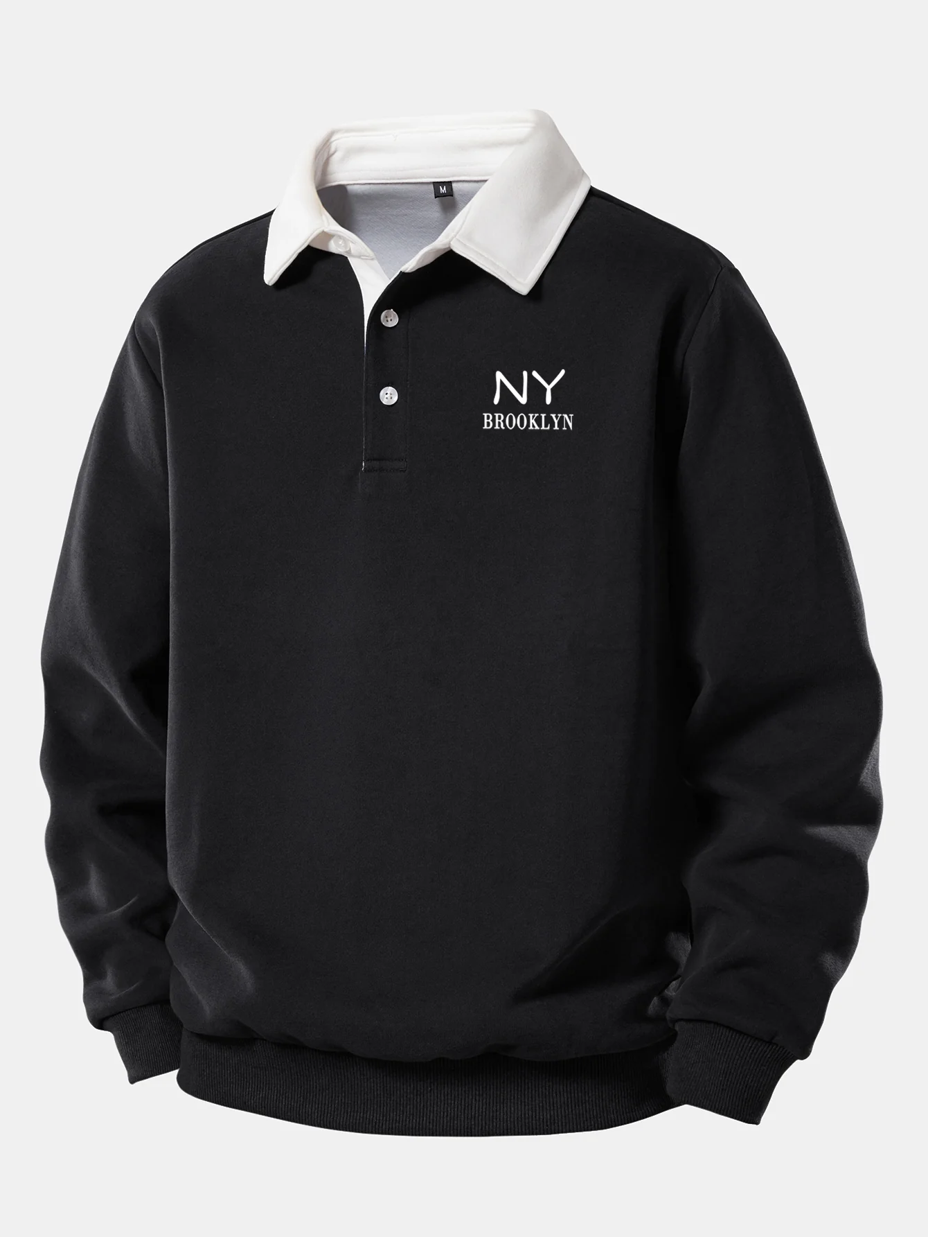NY Brooklyn Print Kontrast Poloshirts Kragen Sweatshirt - Image 2