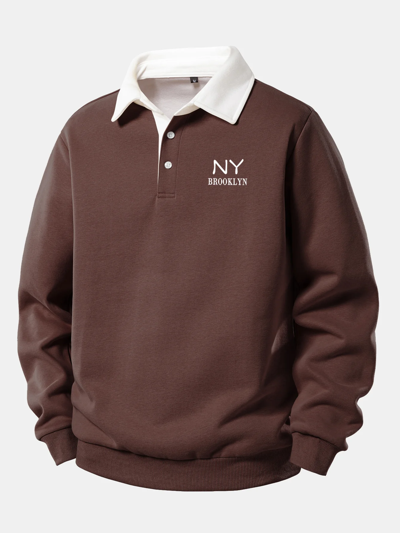 NY Brooklyn Print Kontrast Poloshirts Kragen Sweatshirt - Image 3