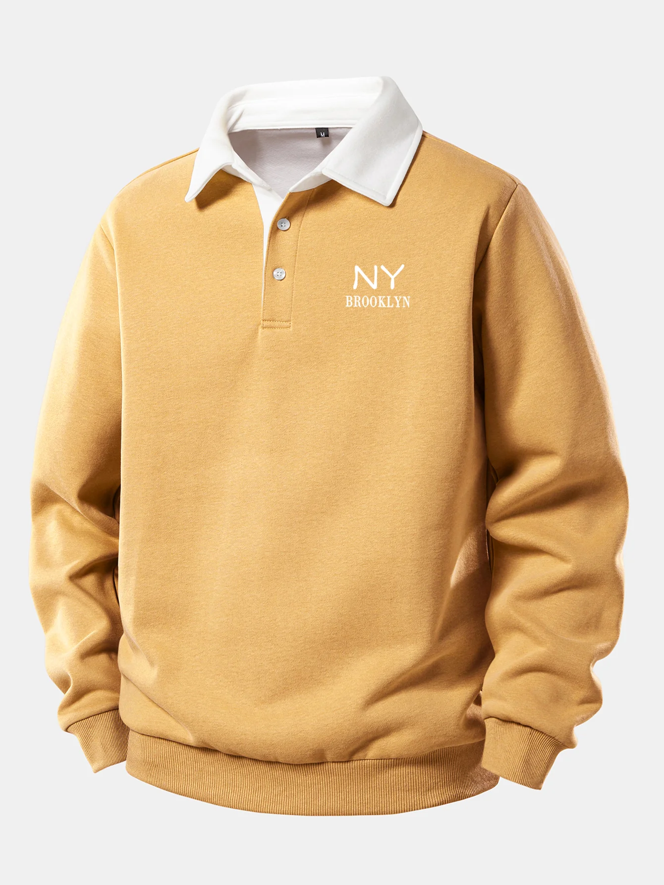 NY Brooklyn Print Kontrast Poloshirts Kragen Sweatshirt - Image 8
