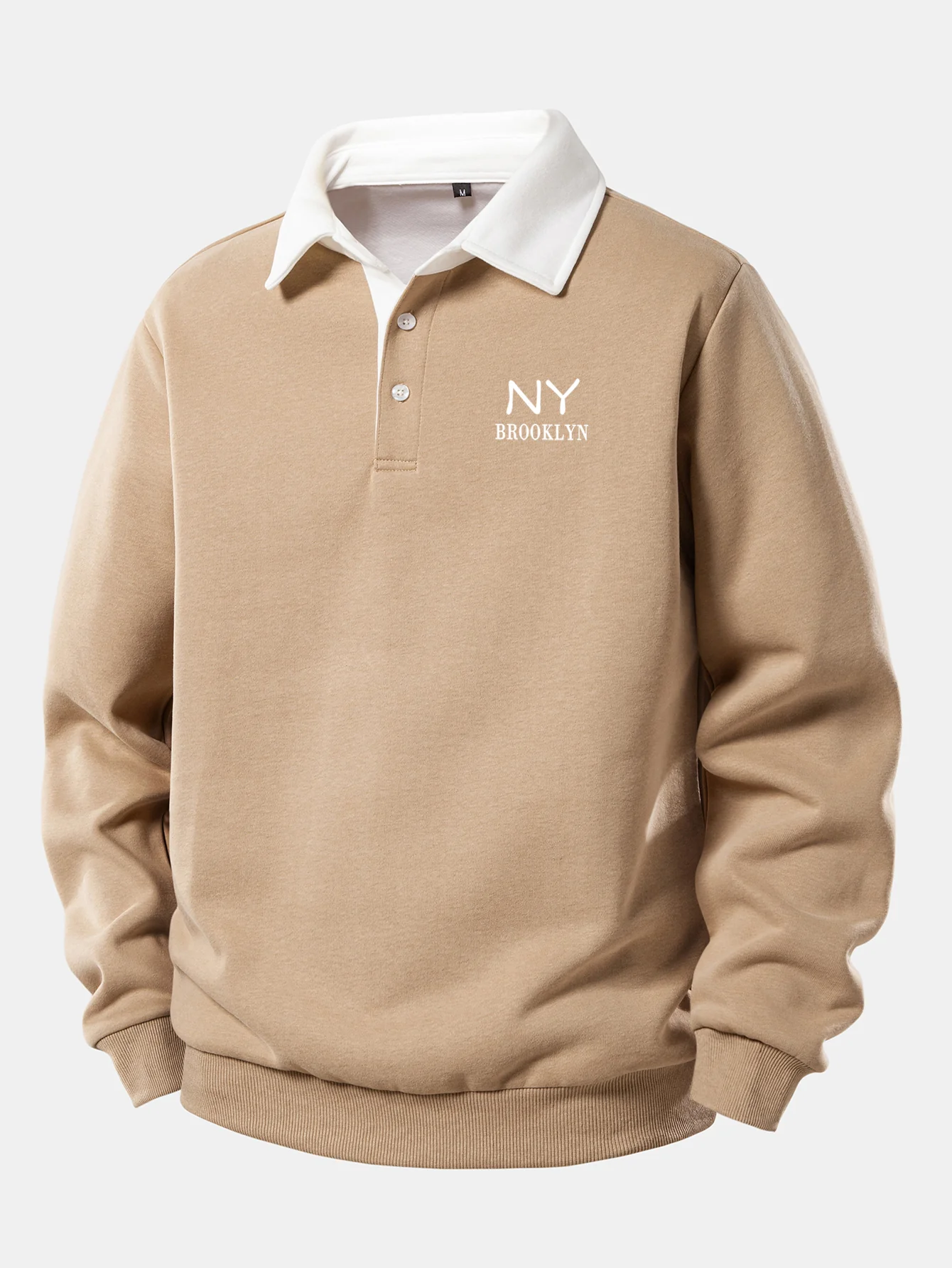 NY Brooklyn Print Kontrast Poloshirts Kragen Sweatshirt - Image 9