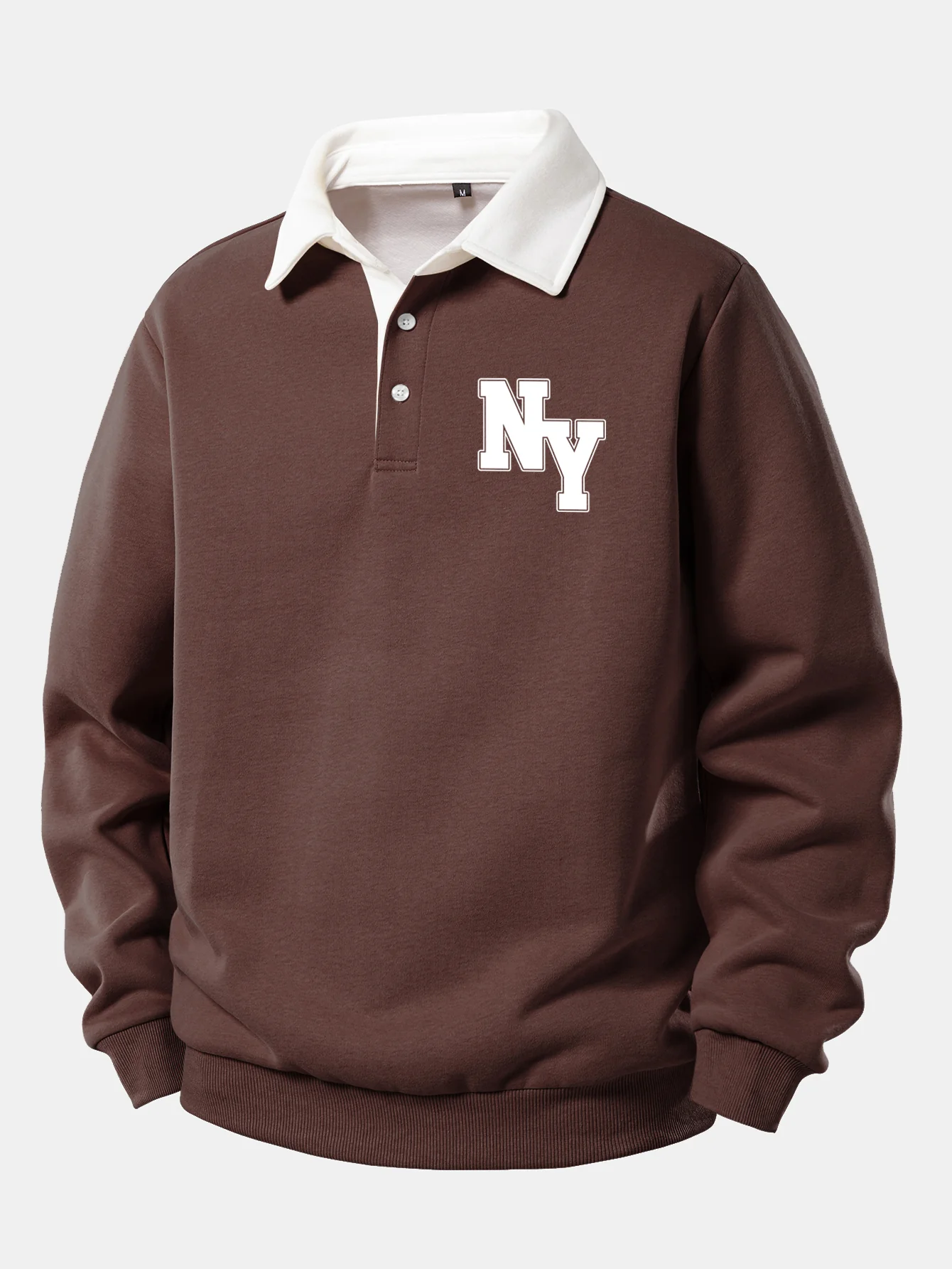 NY Print Kontrast Poloshirts Kragen Sweatshirt - Image 3