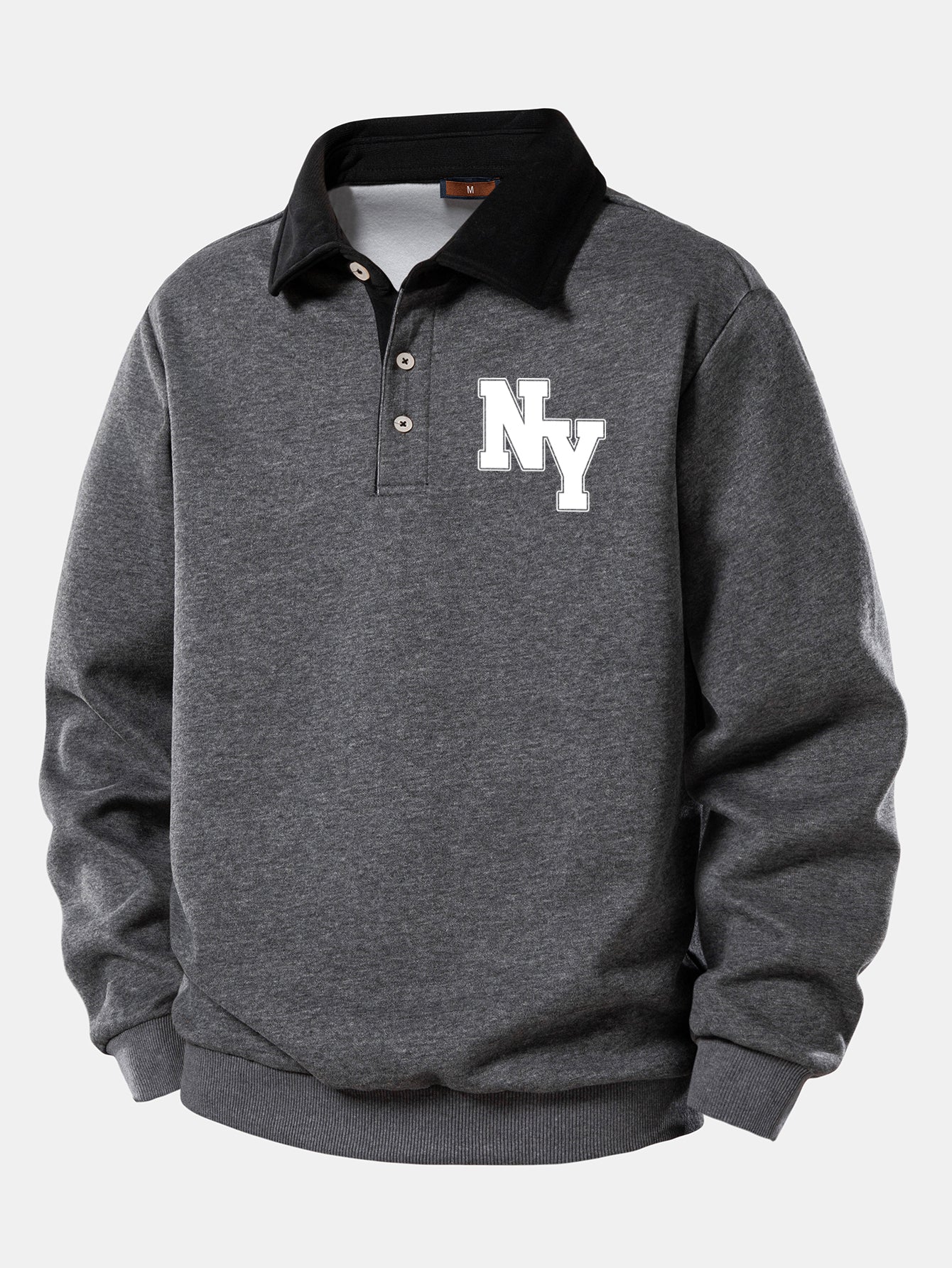 NY Print Kontrast Poloshirts Kragen Sweatshirt - Image 4