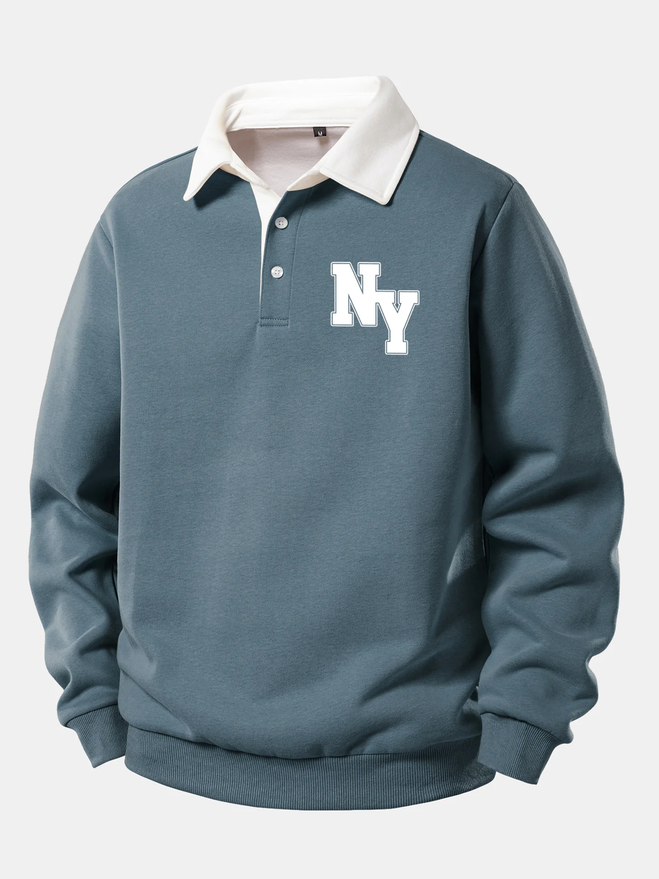 NY Print Kontrast Poloshirts Kragen Sweatshirt - Image 5