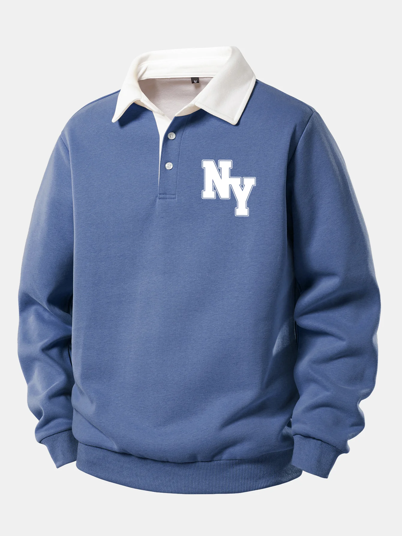 NY Print Kontrast Poloshirts Kragen Sweatshirt - Image 6