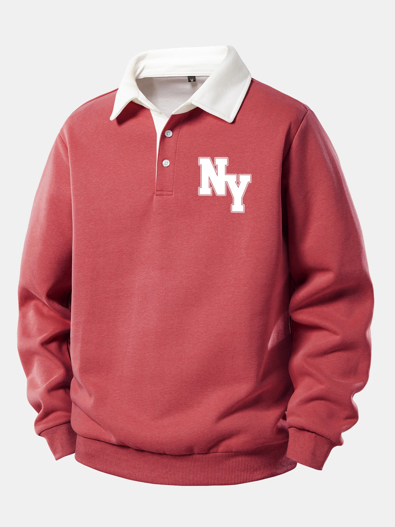 NY Print Kontrast Poloshirts Kragen Sweatshirt - Image 7