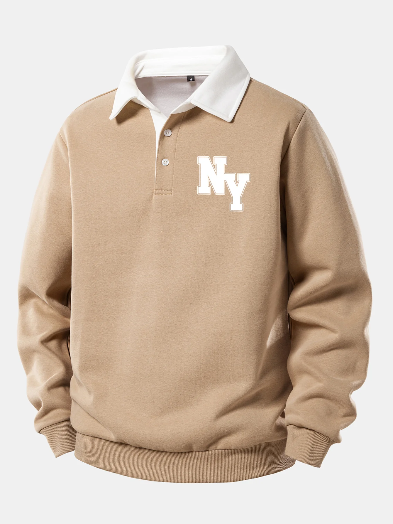 NY Print Kontrast Poloshirts Kragen Sweatshirt - Image 9