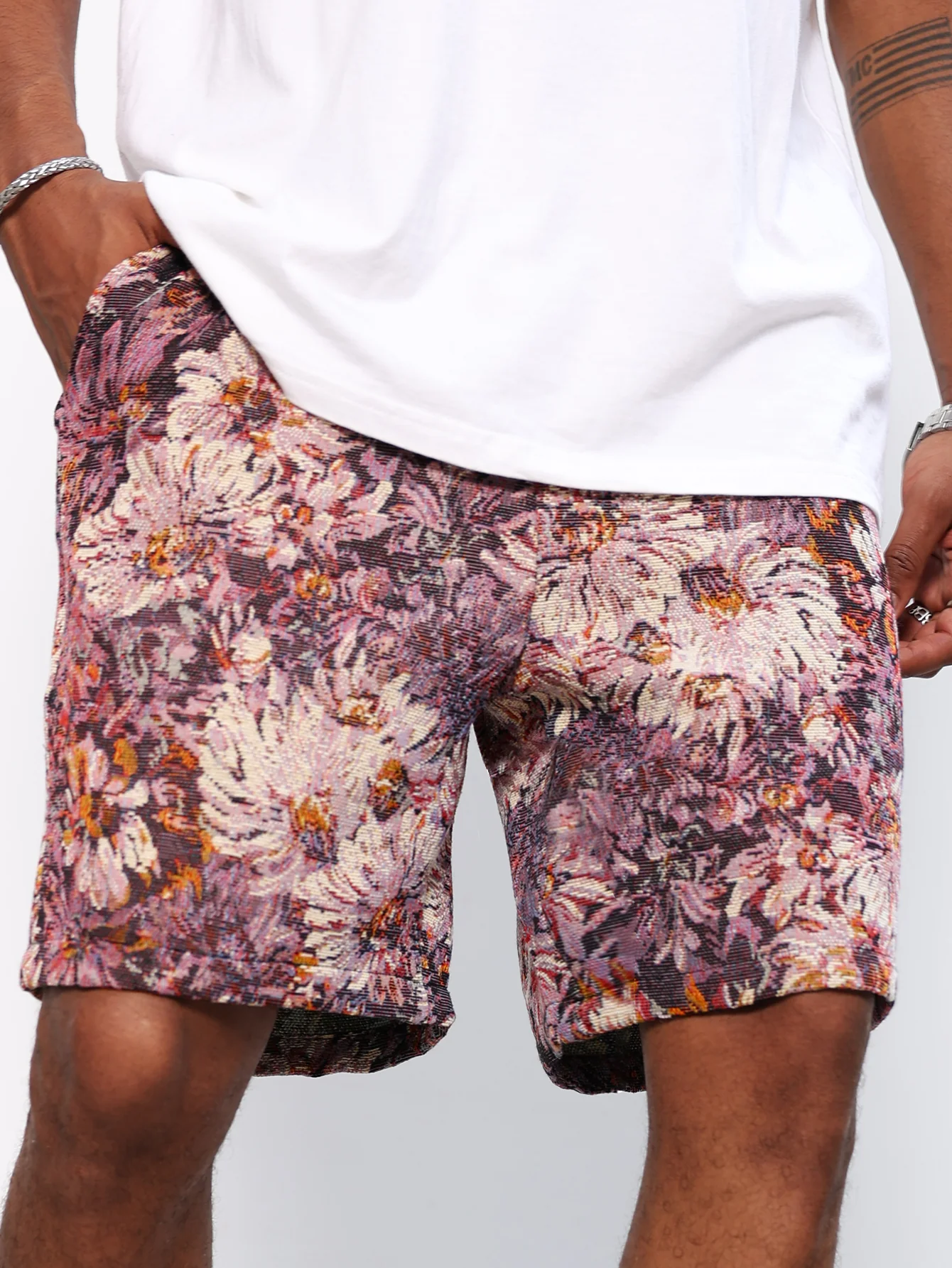 Ölgemälde Blumenmuster Kordelzug Shorts - Image 10