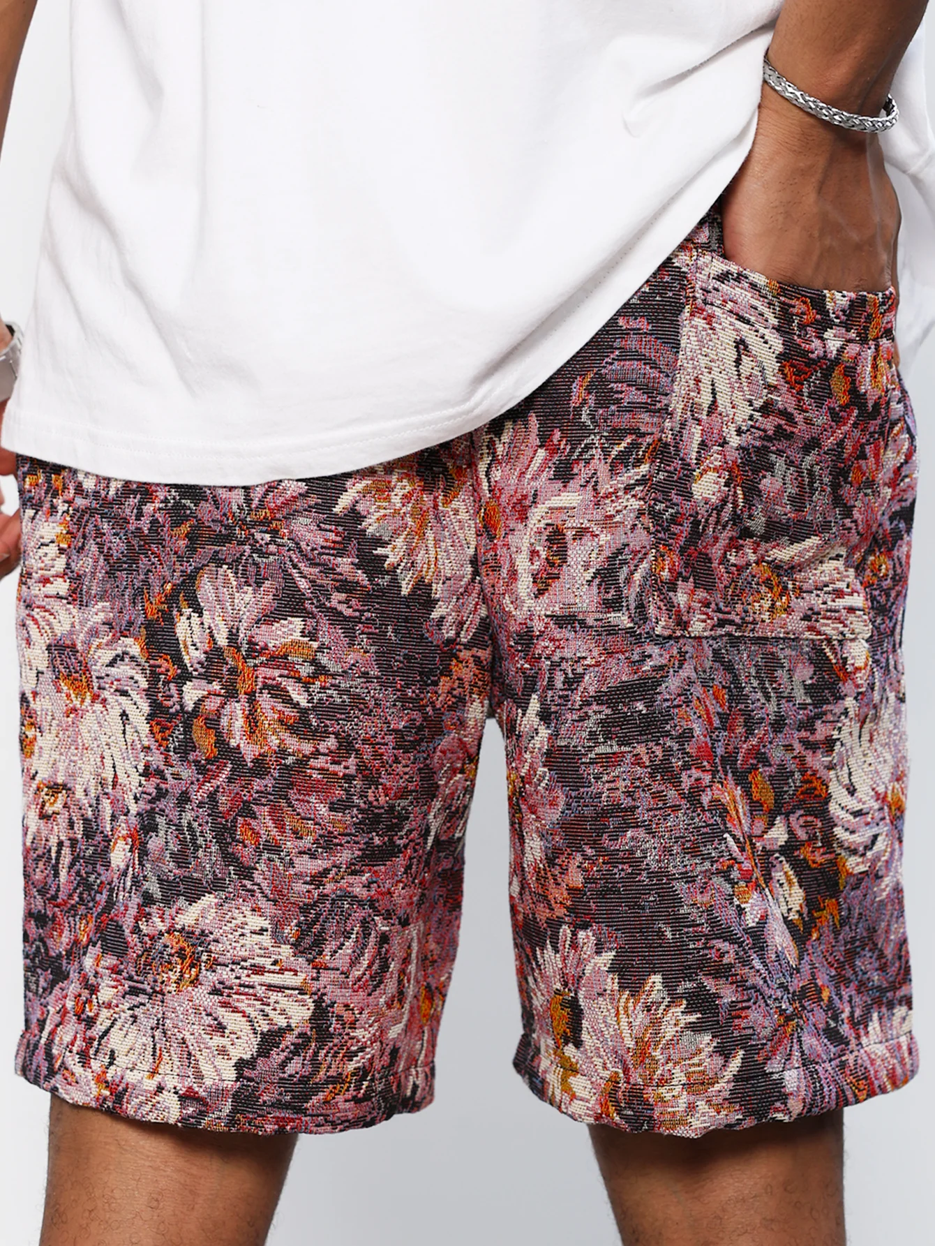 Ölgemälde Blumenmuster Kordelzug Shorts - Image 11