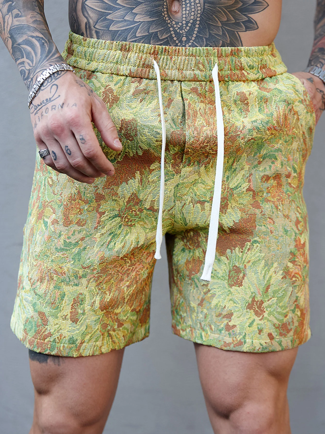 Ölgemälde Blumenmuster Kordelzug Shorts - Image 6