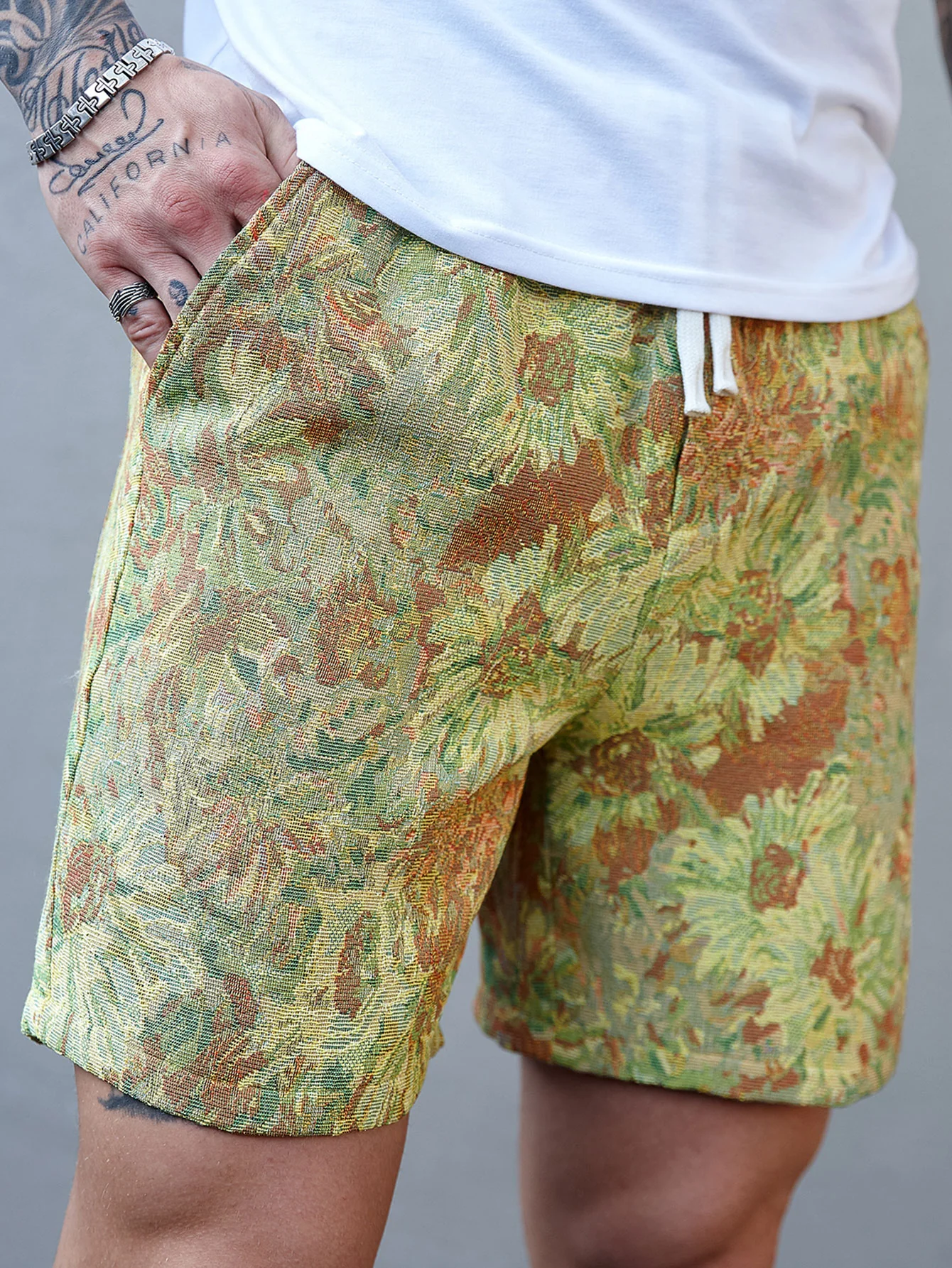 Ölgemälde Blumenmuster Kordelzug Shorts - Image 7