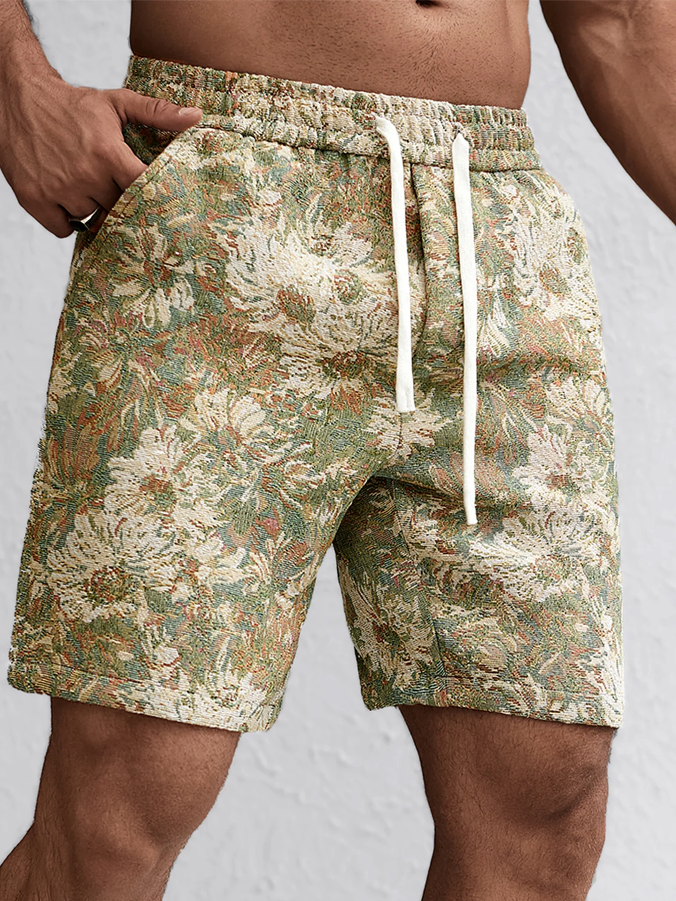 Ölgemälde Blumenmuster Kordelzug Shorts - Image 8