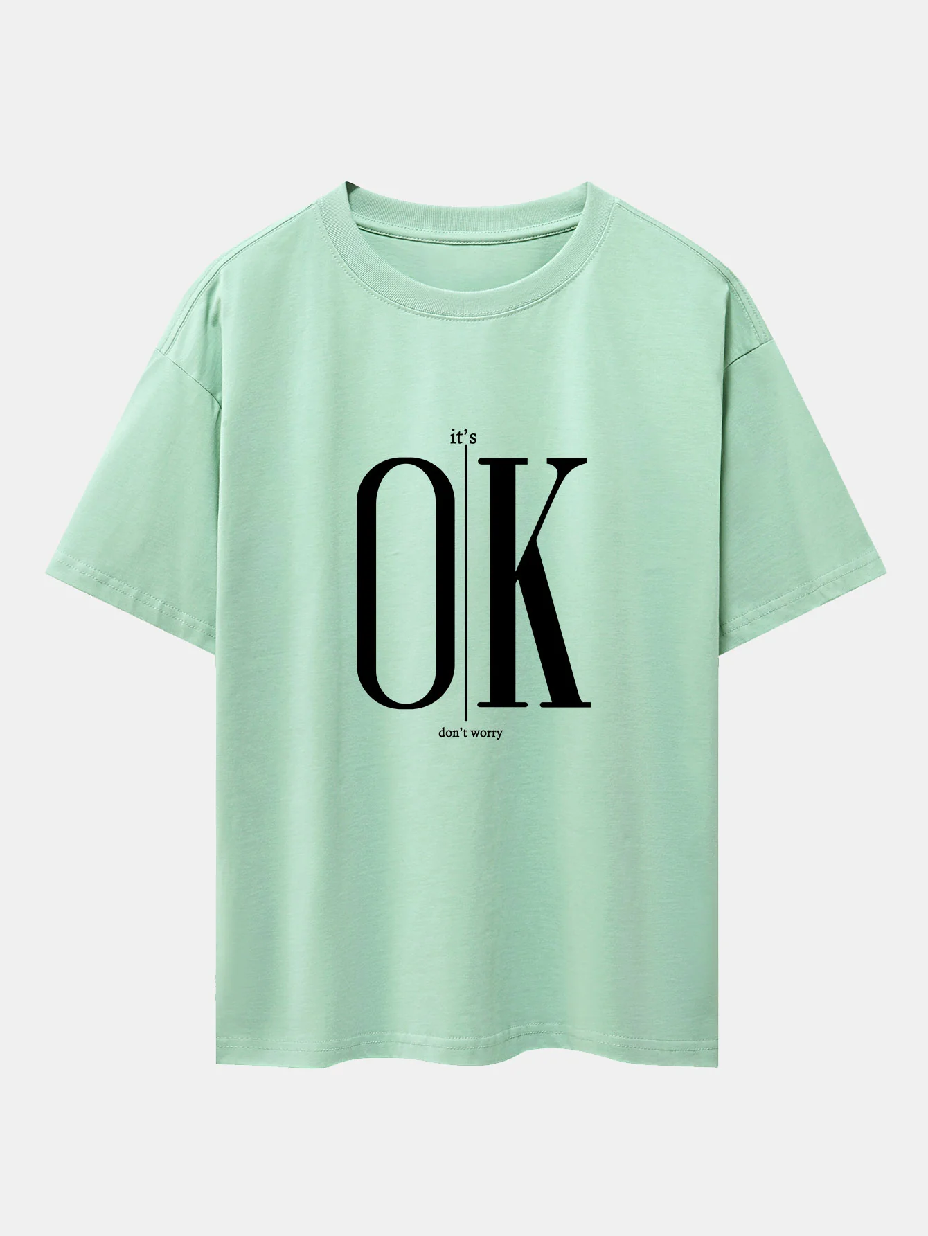 OK Slogan Druck Drop Shoulder Oversize T-Shirt - Image 10