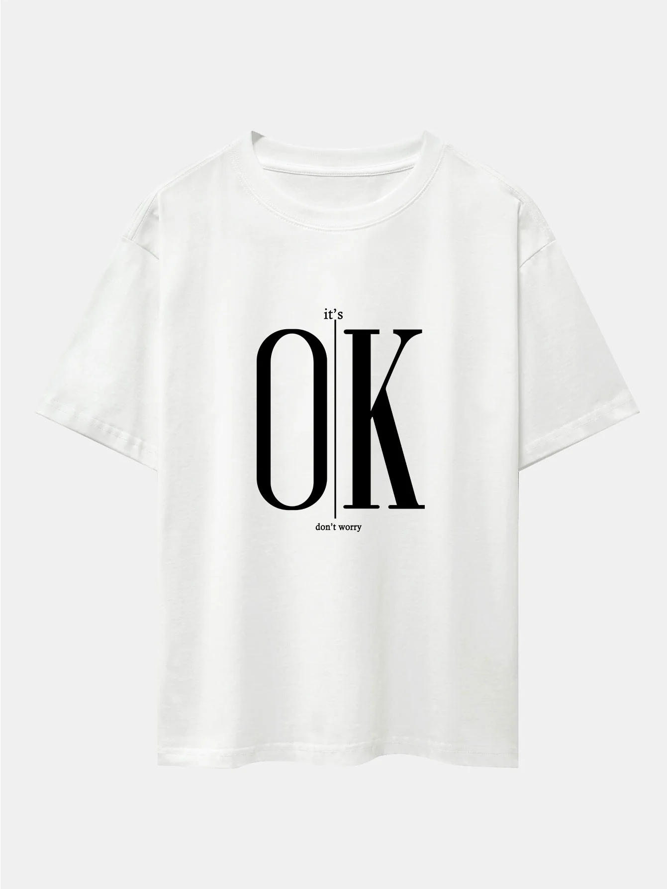 OK Slogan Druck Drop Shoulder Oversize T-Shirt - Image 11