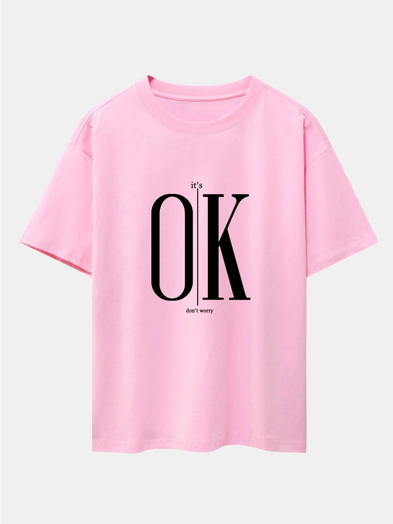 OK Slogan Druck Drop Shoulder Oversize T-Shirt - Image 12