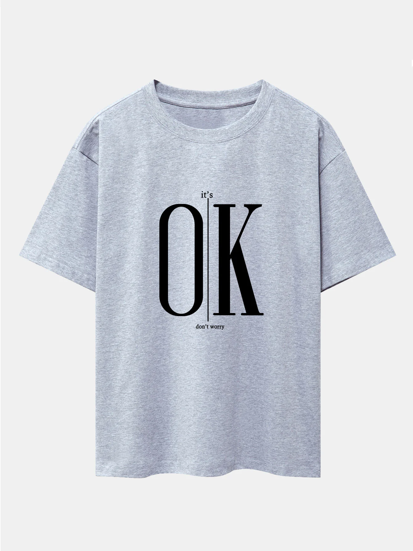 OK Slogan Druck Drop Shoulder Oversize T-Shirt - Image 13