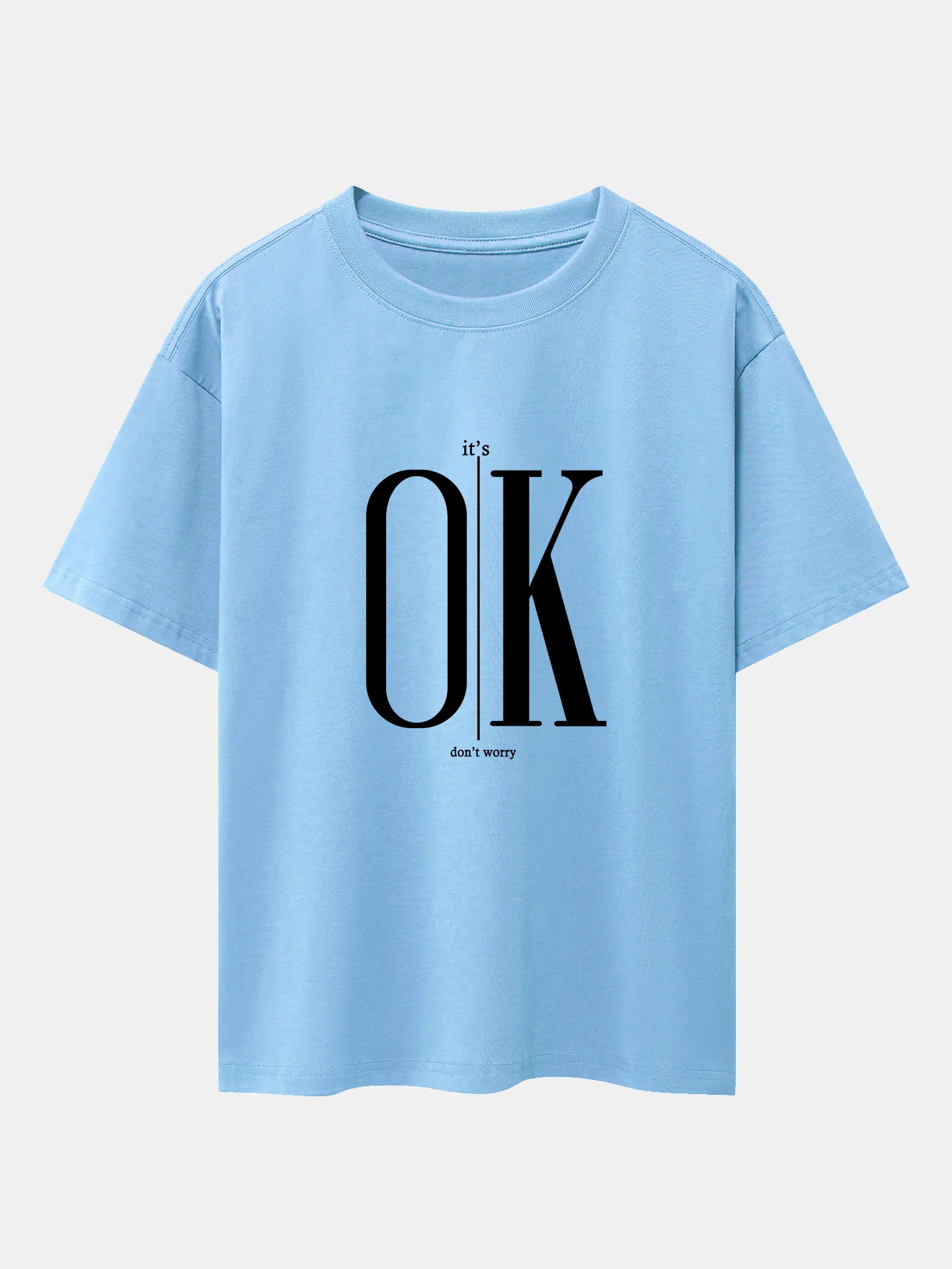 OK Slogan Druck Drop Shoulder Oversize T-Shirt - Image 14