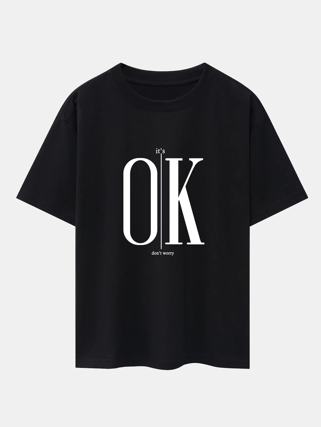 OK Slogan Druck Drop Shoulder Oversize T-Shirt - Image 2