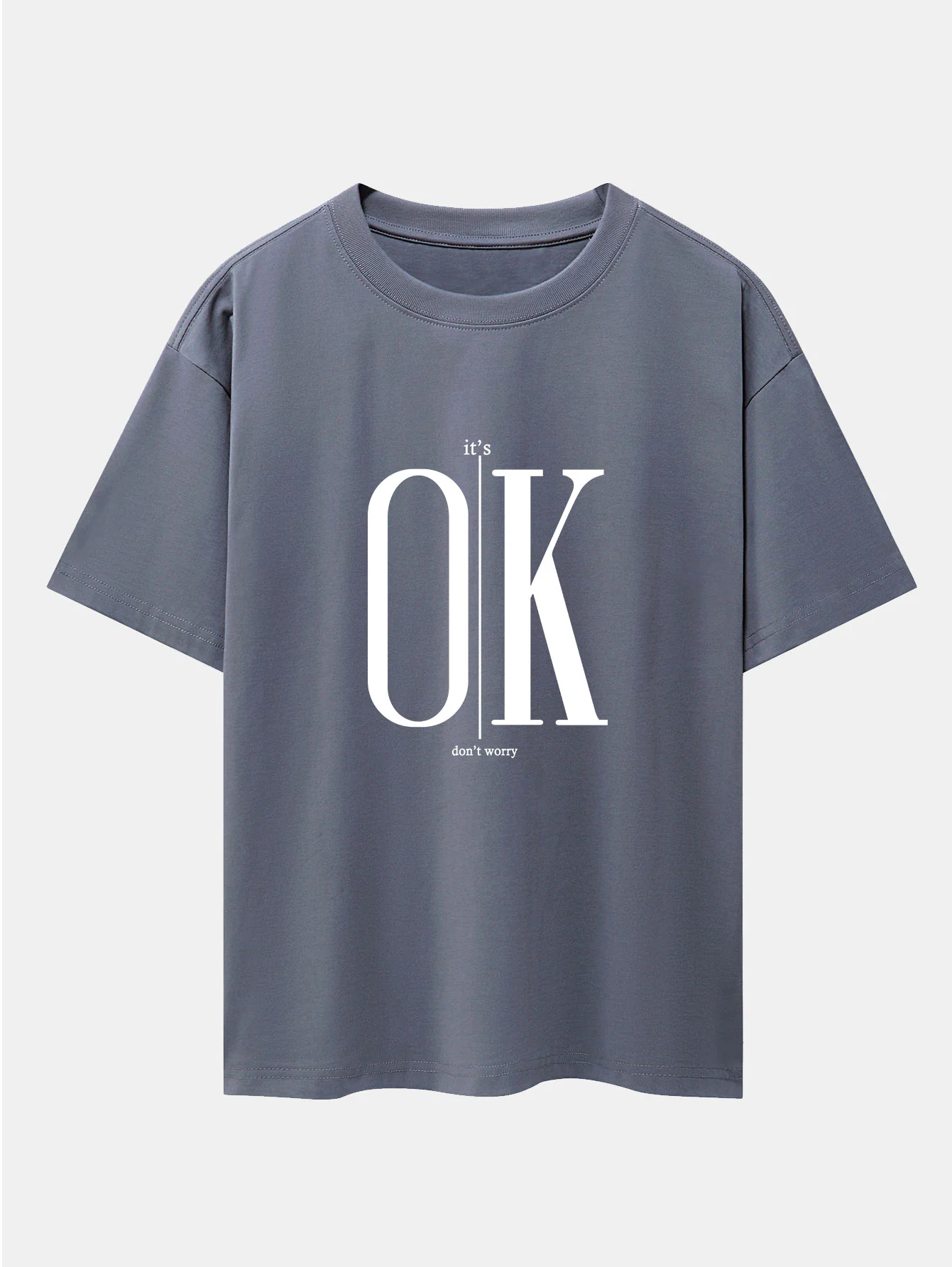 OK Slogan Druck Drop Shoulder Oversize T-Shirt - Image 5