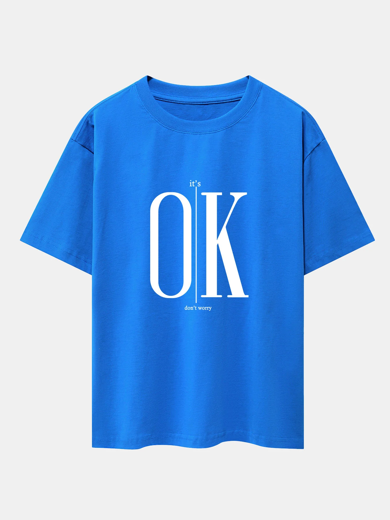 OK Slogan Druck Drop Shoulder Oversize T-Shirt - Image 6