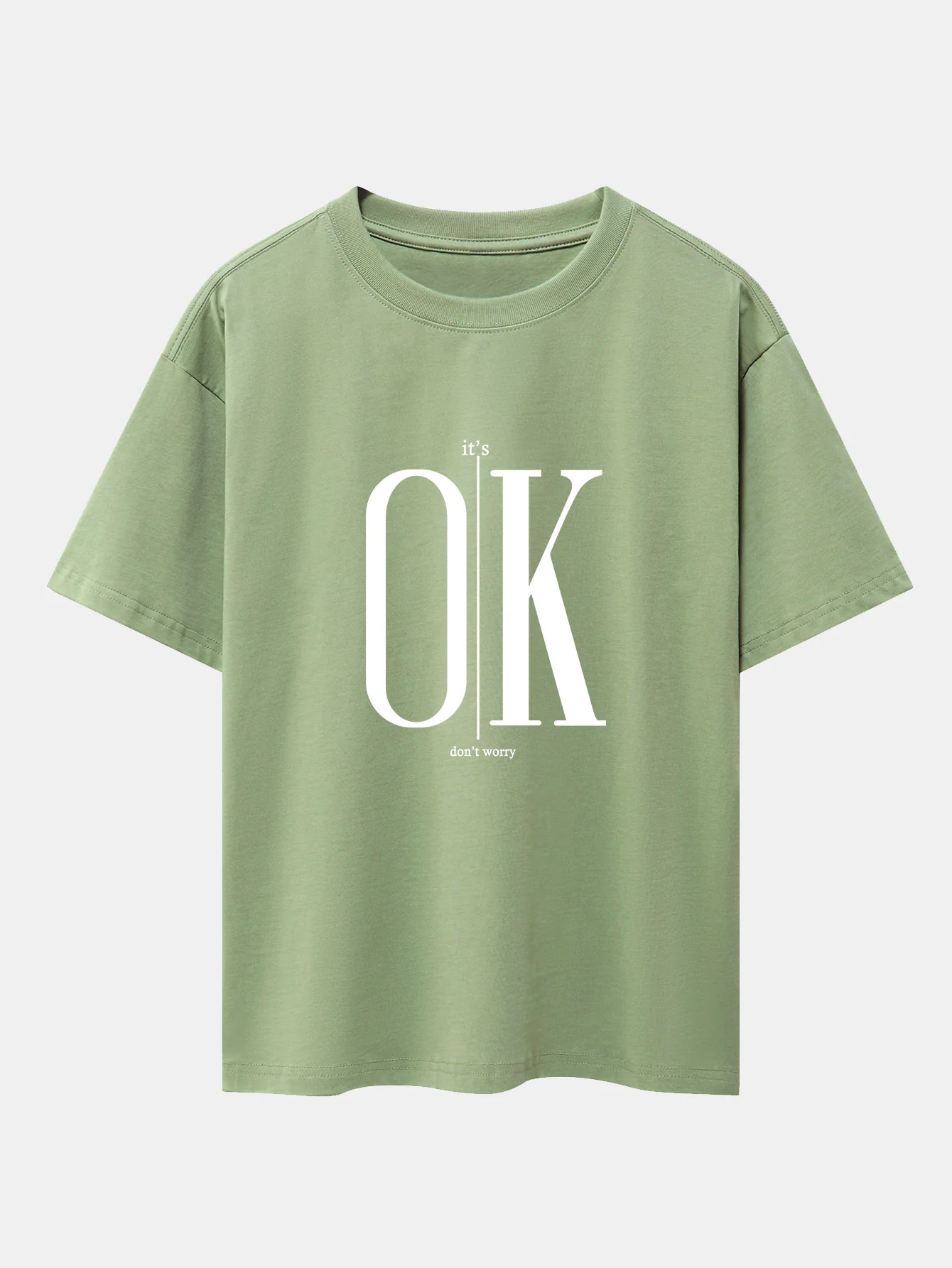 OK Slogan Druck Drop Shoulder Oversize T-Shirt - Image 7