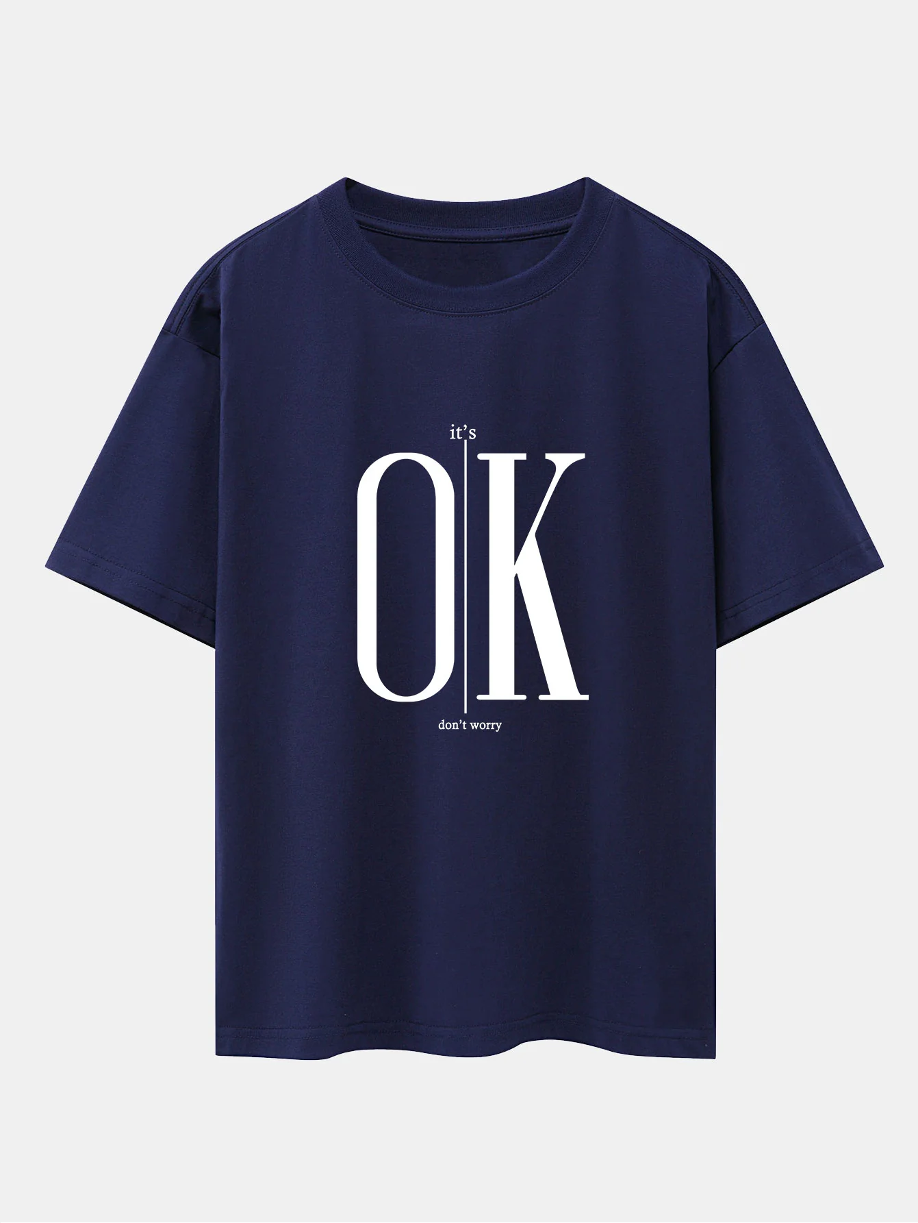 OK Slogan Druck Drop Shoulder Oversize T-Shirt - Image 8