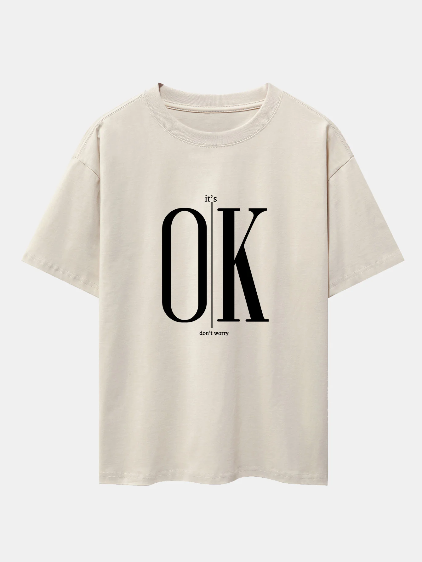 OK Slogan Druck Drop Shoulder Oversize T-Shirt - Image 9