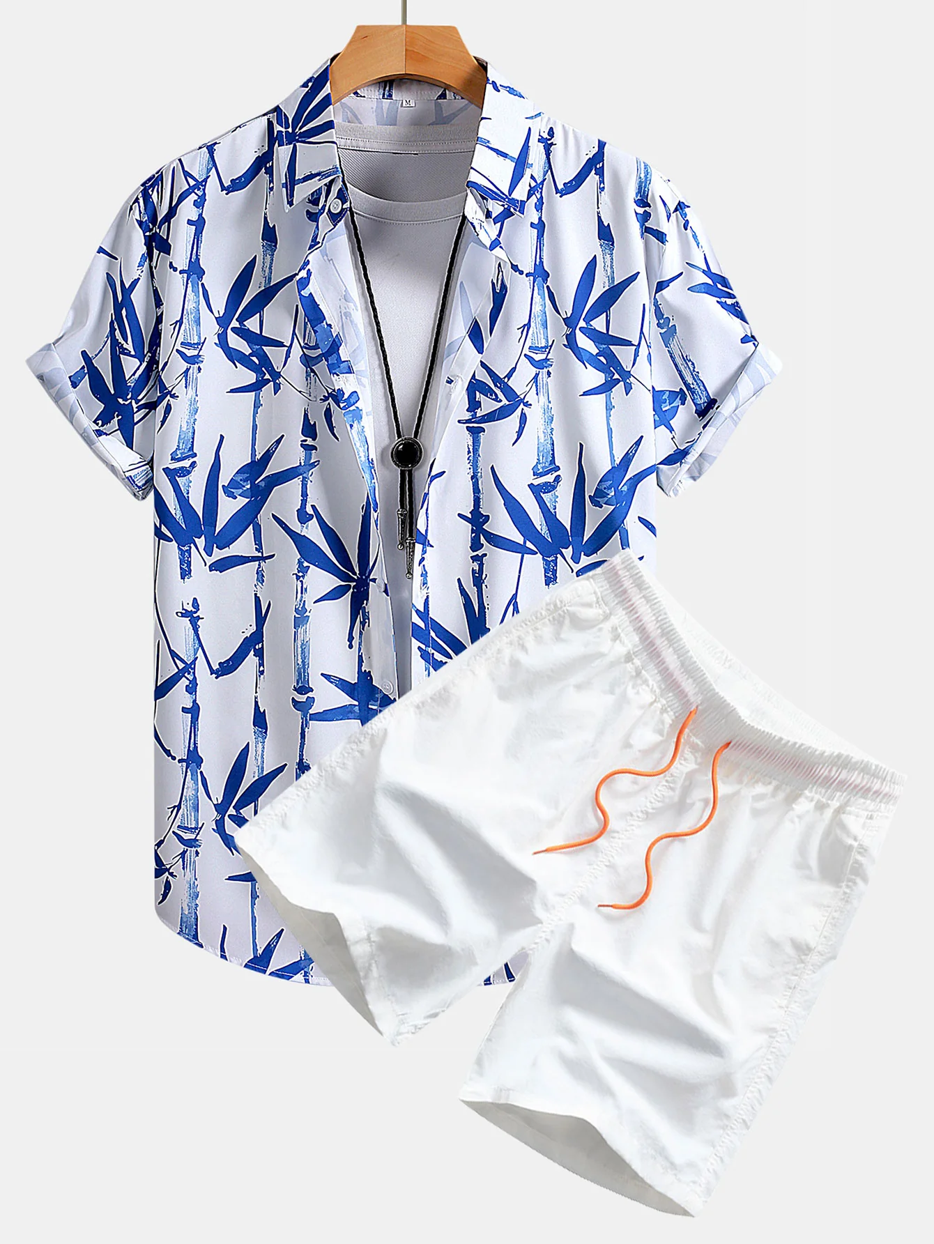 Orientalische Tintenbambus -Druckknopf -Hemd & Schwimmshorts