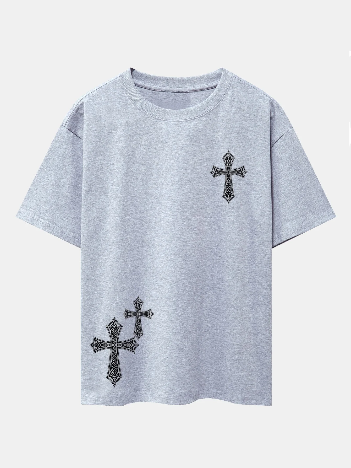 Dekoratives Kreuzdruck Drop-Shoulder Oversize T-Shirt - Image 11