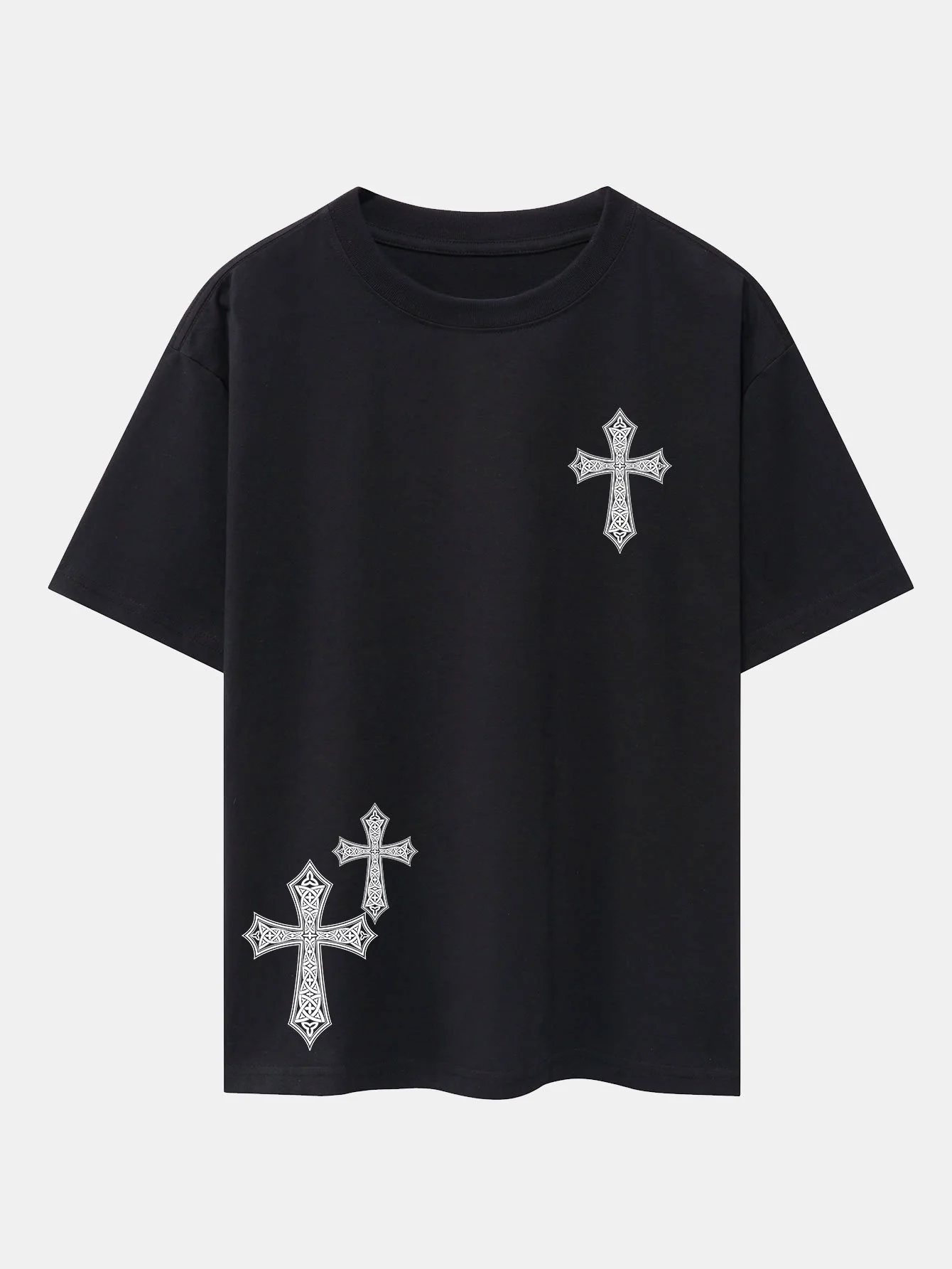 Dekoratives Kreuzdruck Drop-Shoulder Oversize T-Shirt - Image 2