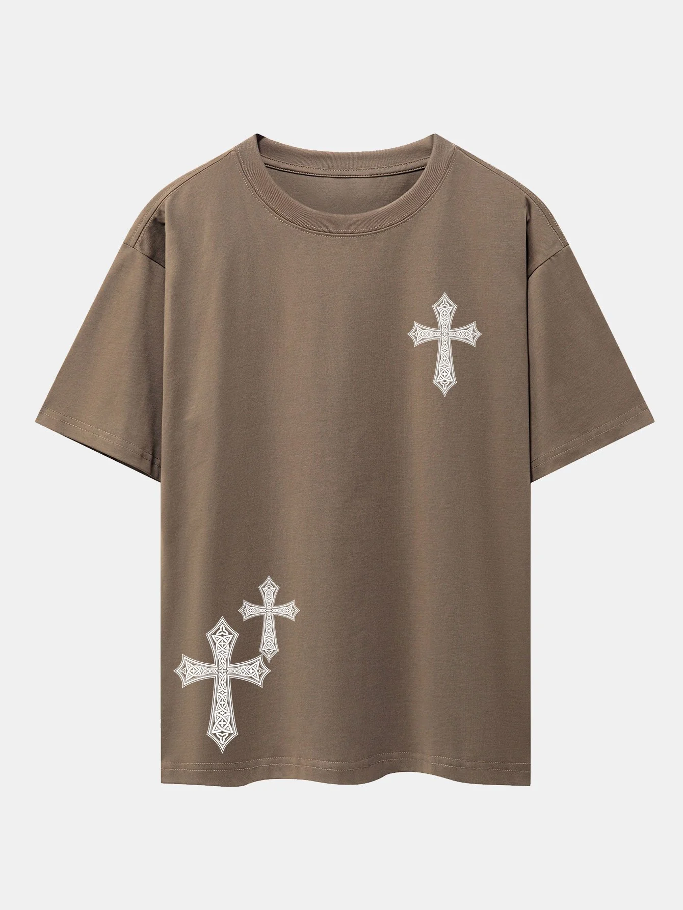 Dekoratives Kreuzdruck Drop-Shoulder Oversize T-Shirt - Image 5