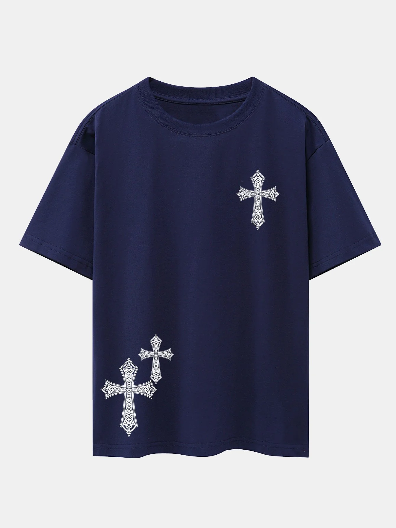 Dekoratives Kreuzdruck Drop-Shoulder Oversize T-Shirt - Image 6