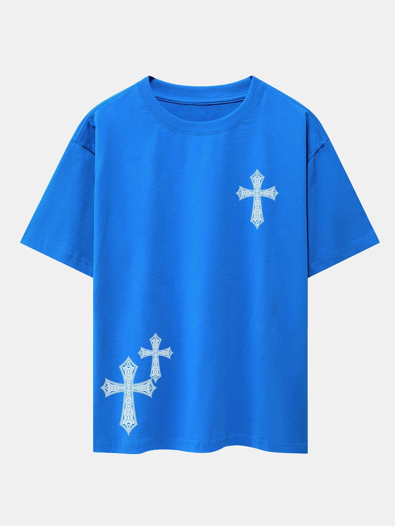 Dekoratives Kreuzdruck Drop-Shoulder Oversize T-Shirt - Image 7