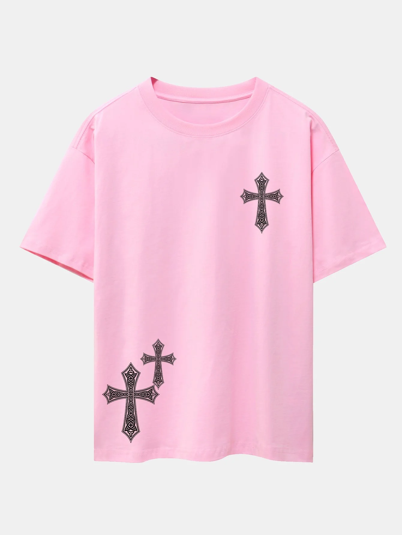 Dekoratives Kreuzdruck Drop-Shoulder Oversize T-Shirt - Image 8