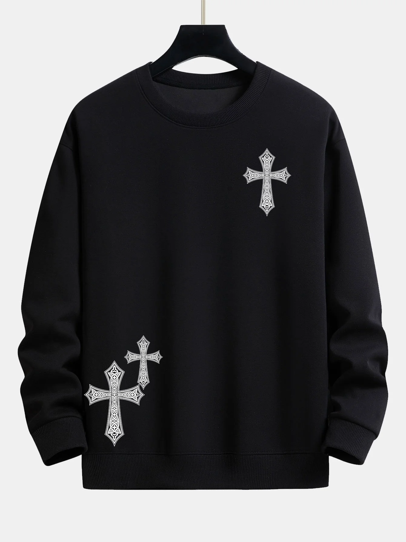 Ornamentales Kreuzdruck Relaxed Fit Sweatshirt - Image 2
