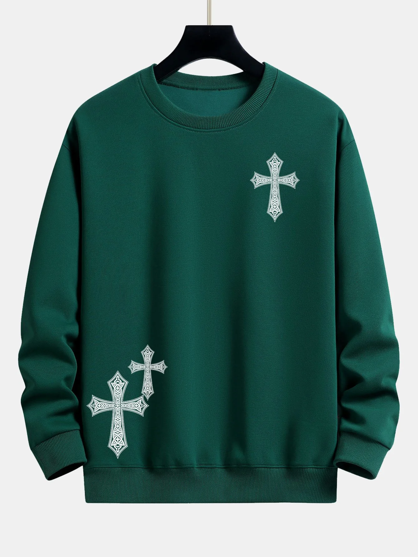 Ornamentales Kreuzdruck Relaxed Fit Sweatshirt - Image 7