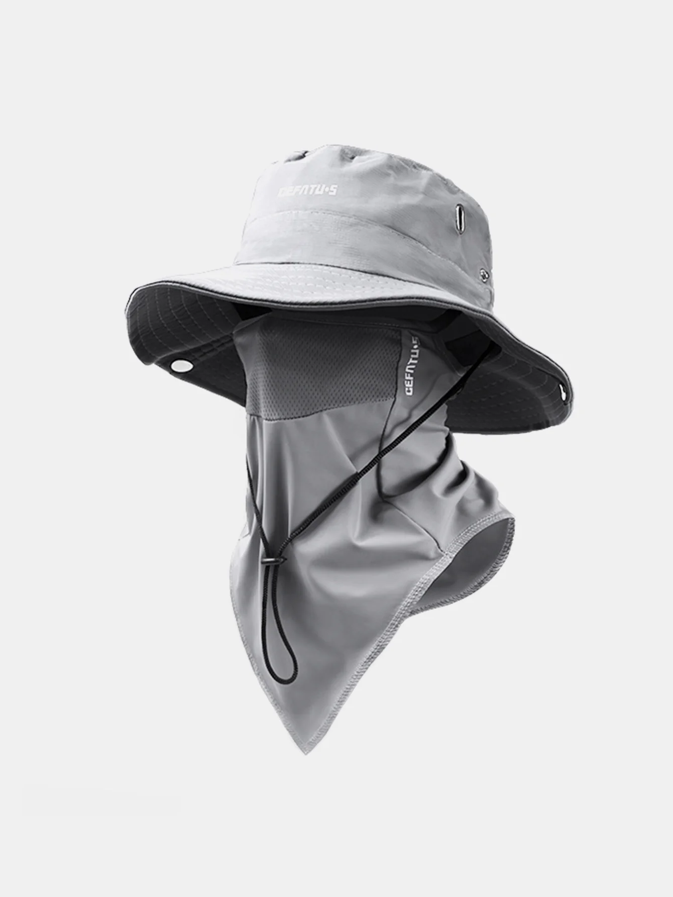 Outdoor Wide-Brimmed Sun Hat With Foldable Brim And Elastic Breathable Mesh Face Mask - Image 3