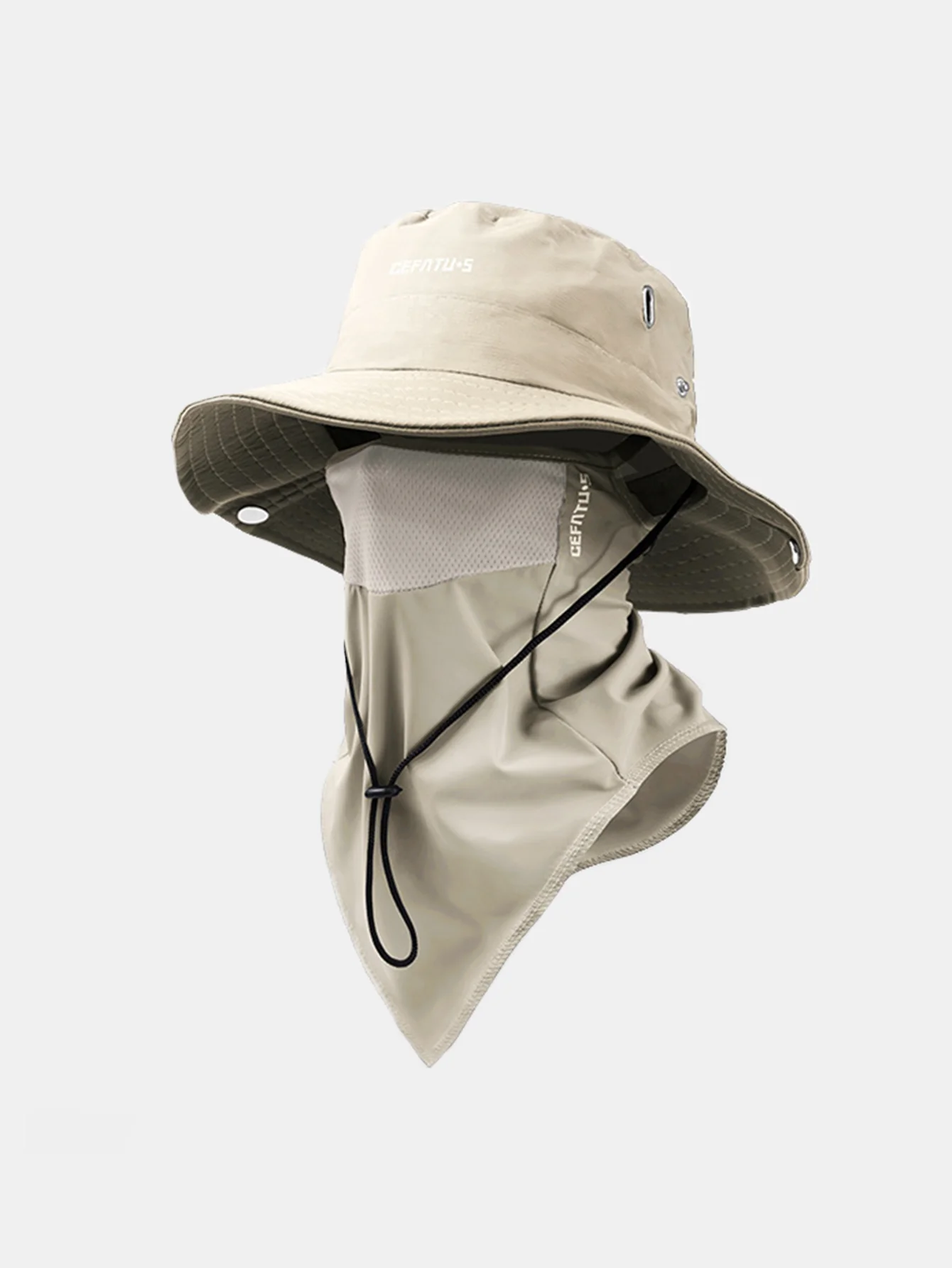 Outdoor Wide-Brimmed Sun Hat With Foldable Brim And Elastic Breathable Mesh Face Mask - Image 5