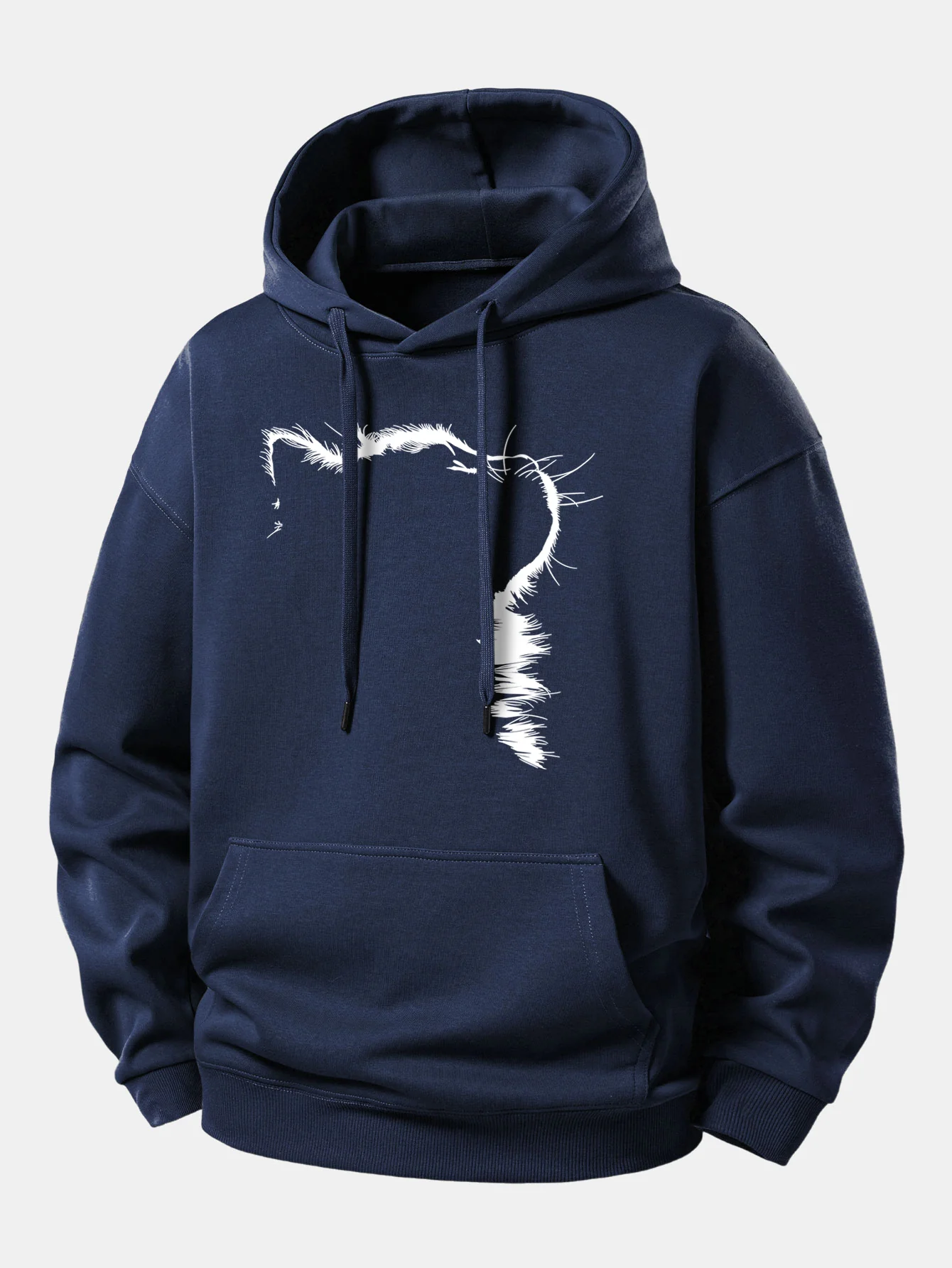 Outline Cat Print Relax Fit Hoodie - Image 2